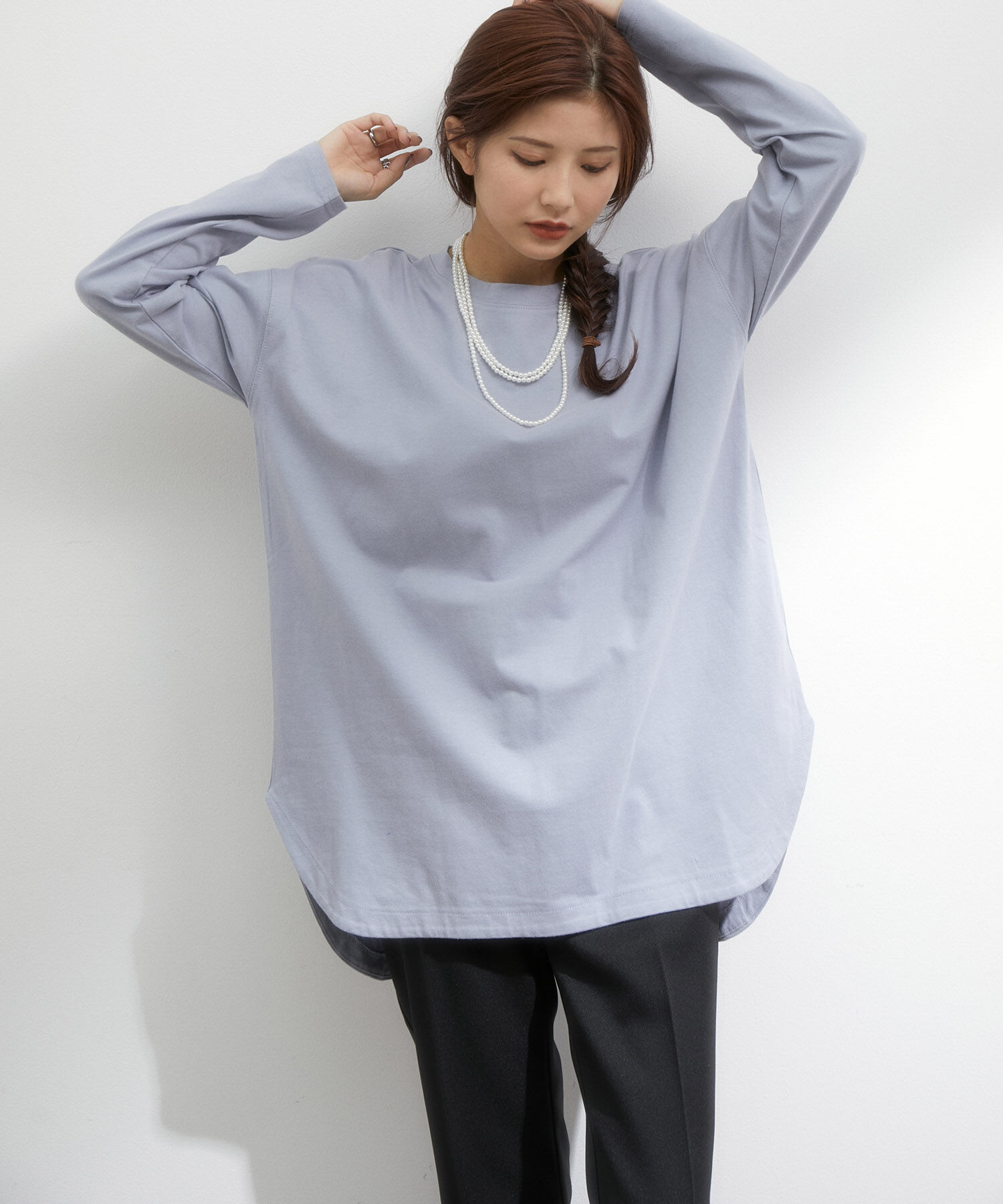 VIS「シルエットスッキリUSAコットンロングTシャツ」|Tシャツ・カットソー|