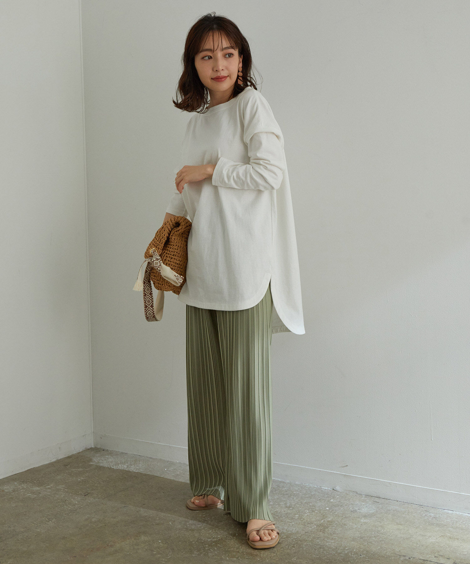 VIS「シルエットスッキリUSAコットンロングTシャツ」|Tシャツ・カットソー|