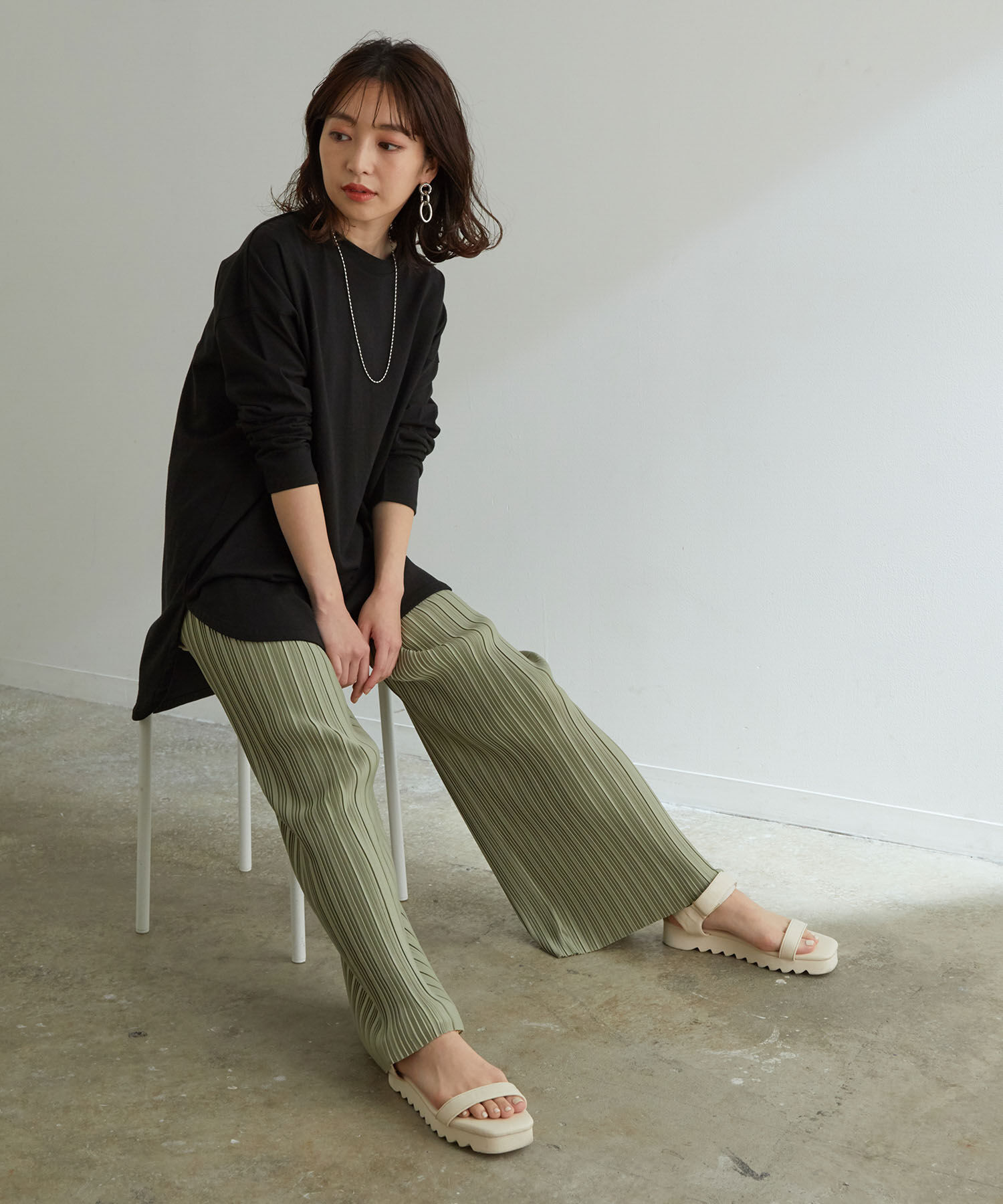 VIS「シルエットスッキリUSAコットンロングTシャツ」|Tシャツ・カットソー|