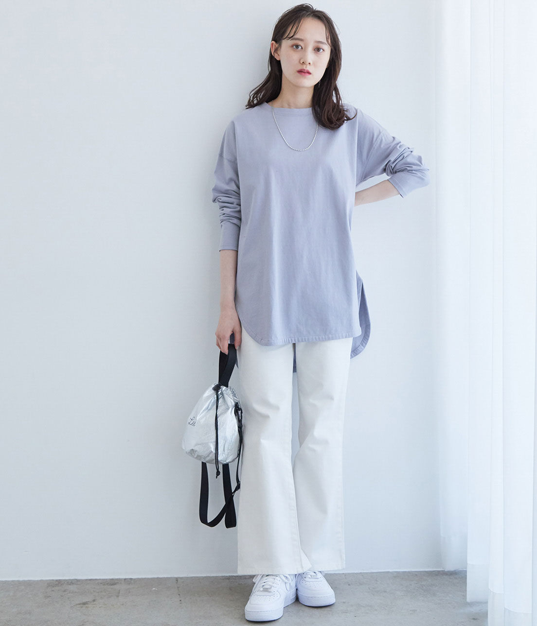 VIS「シルエットスッキリUSAコットンロングTシャツ」|Tシャツ・カットソー|