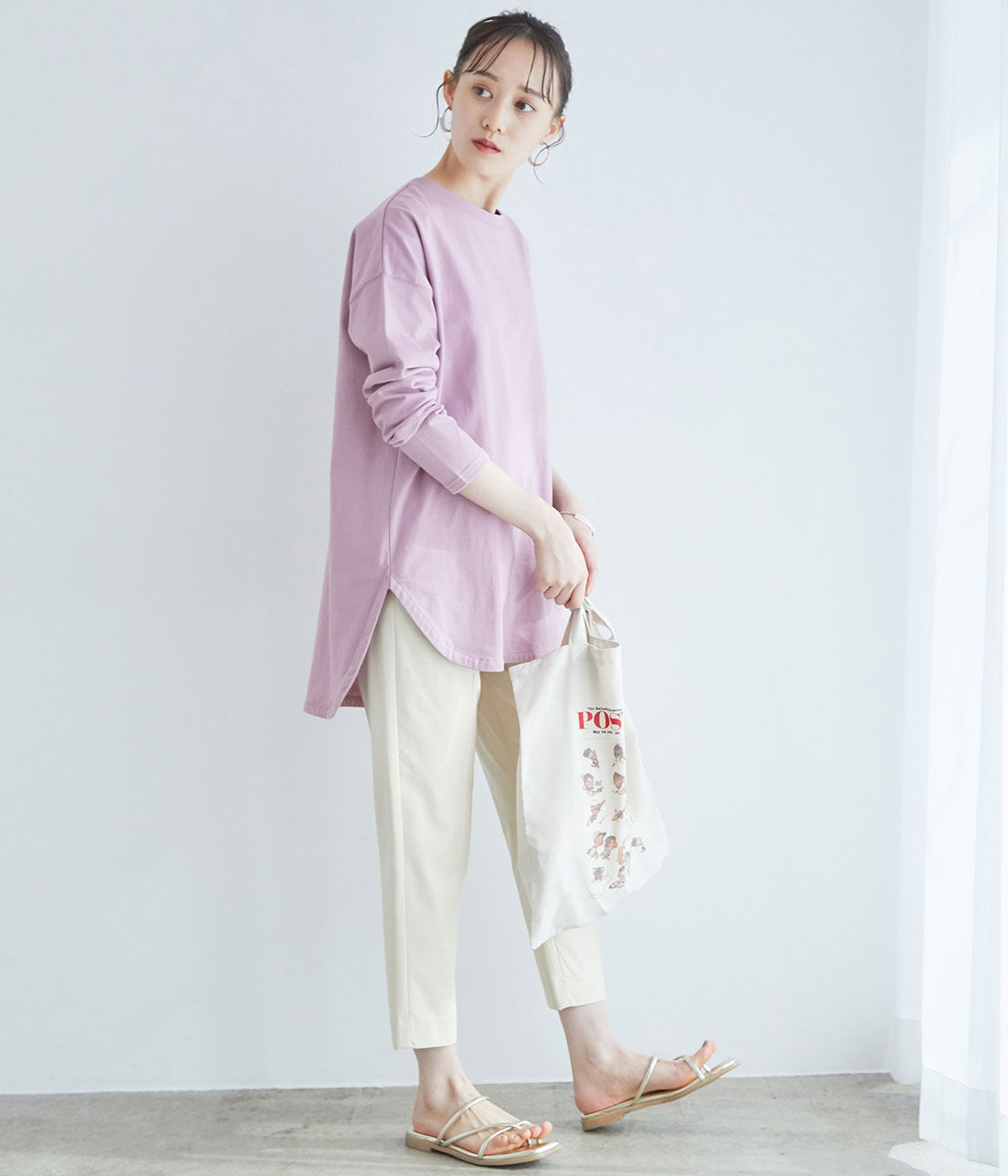 VIS「シルエットスッキリUSAコットンロングTシャツ」|Tシャツ・カットソー|