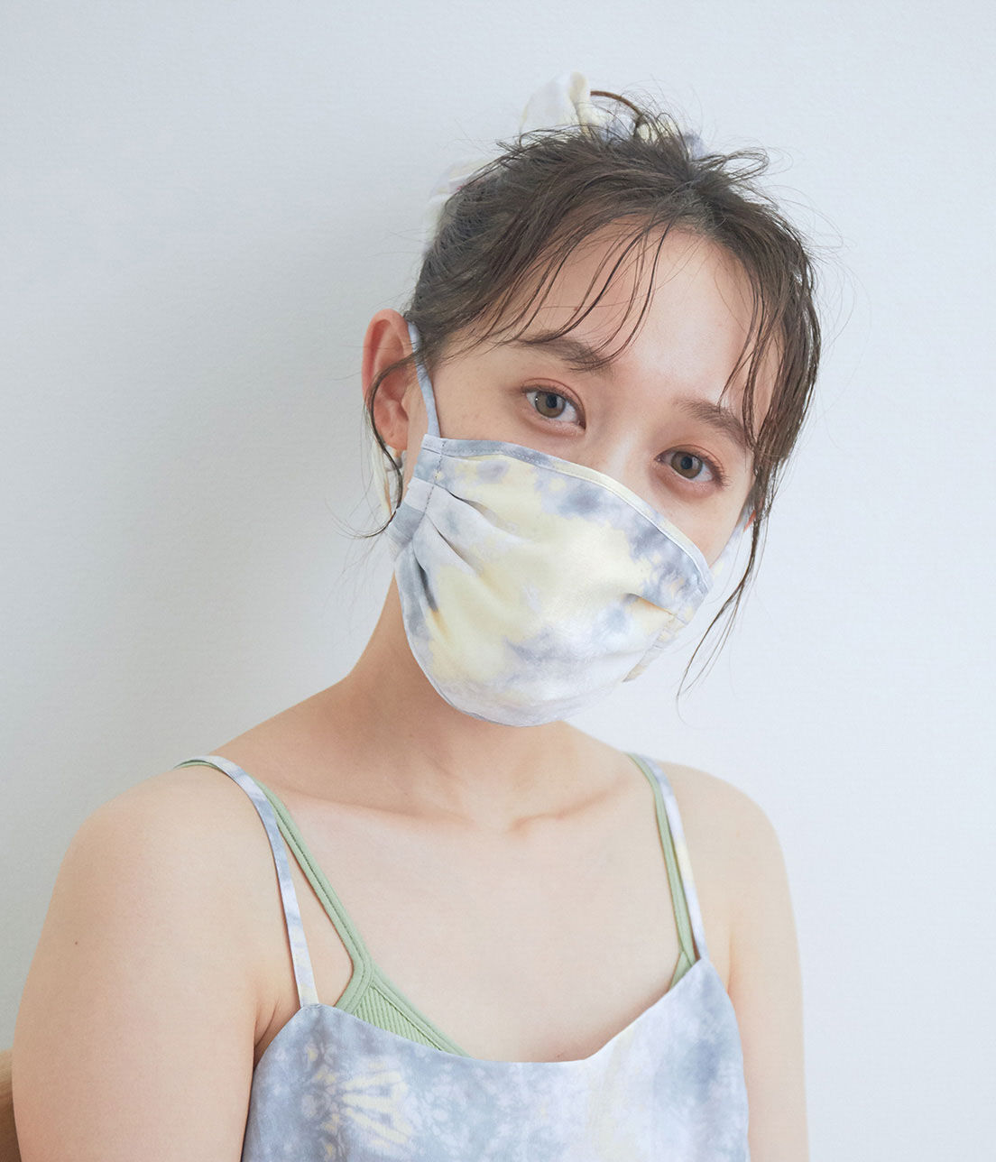 VIS「【コラーゲン加工】【ViSage】リサイクルサテンタイダイマスク」|その他|ブルー系(45)