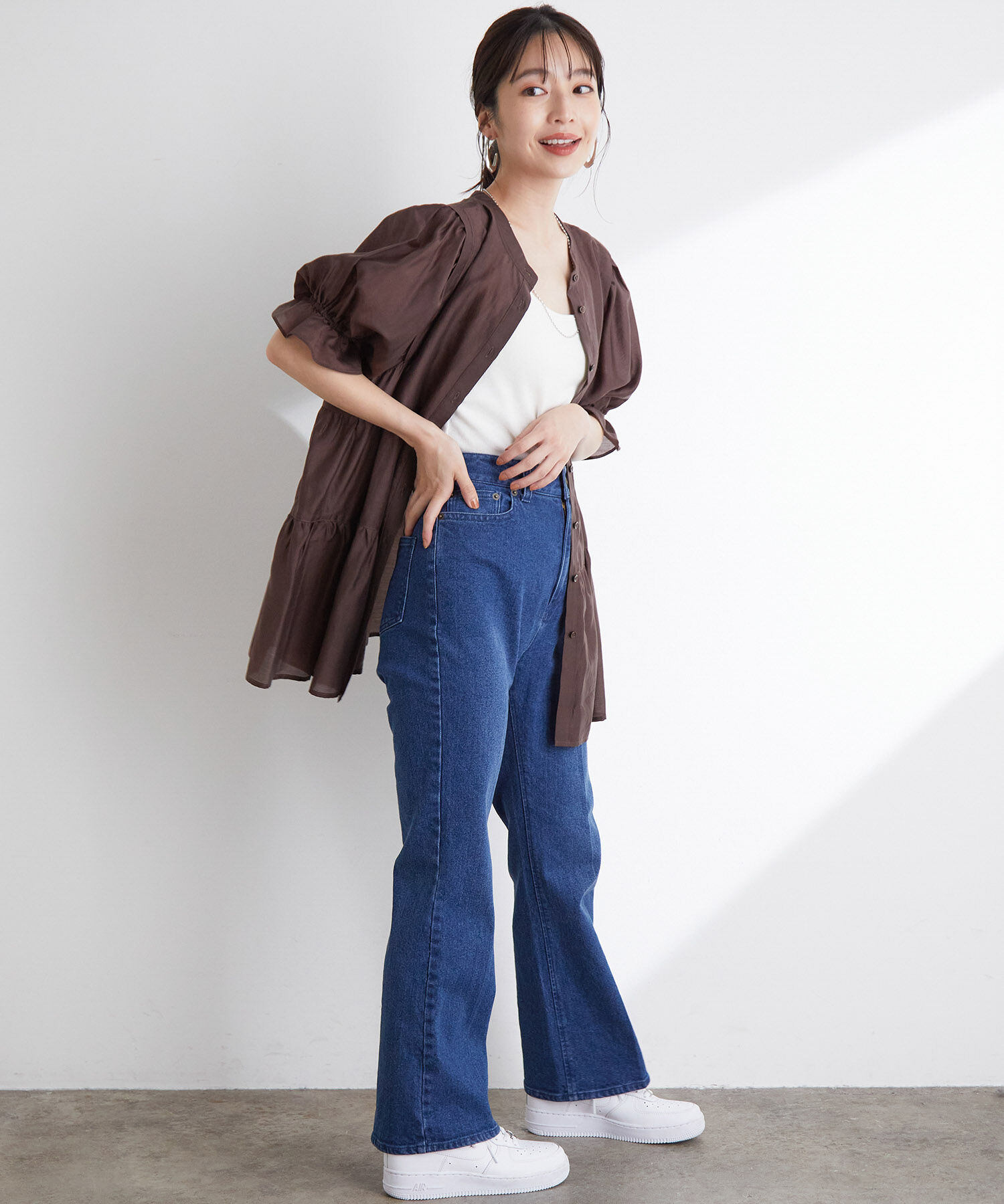 VIS「【前後2WAY】ティアードシアーチュニックブラウス」|シャツ・ブラウス|