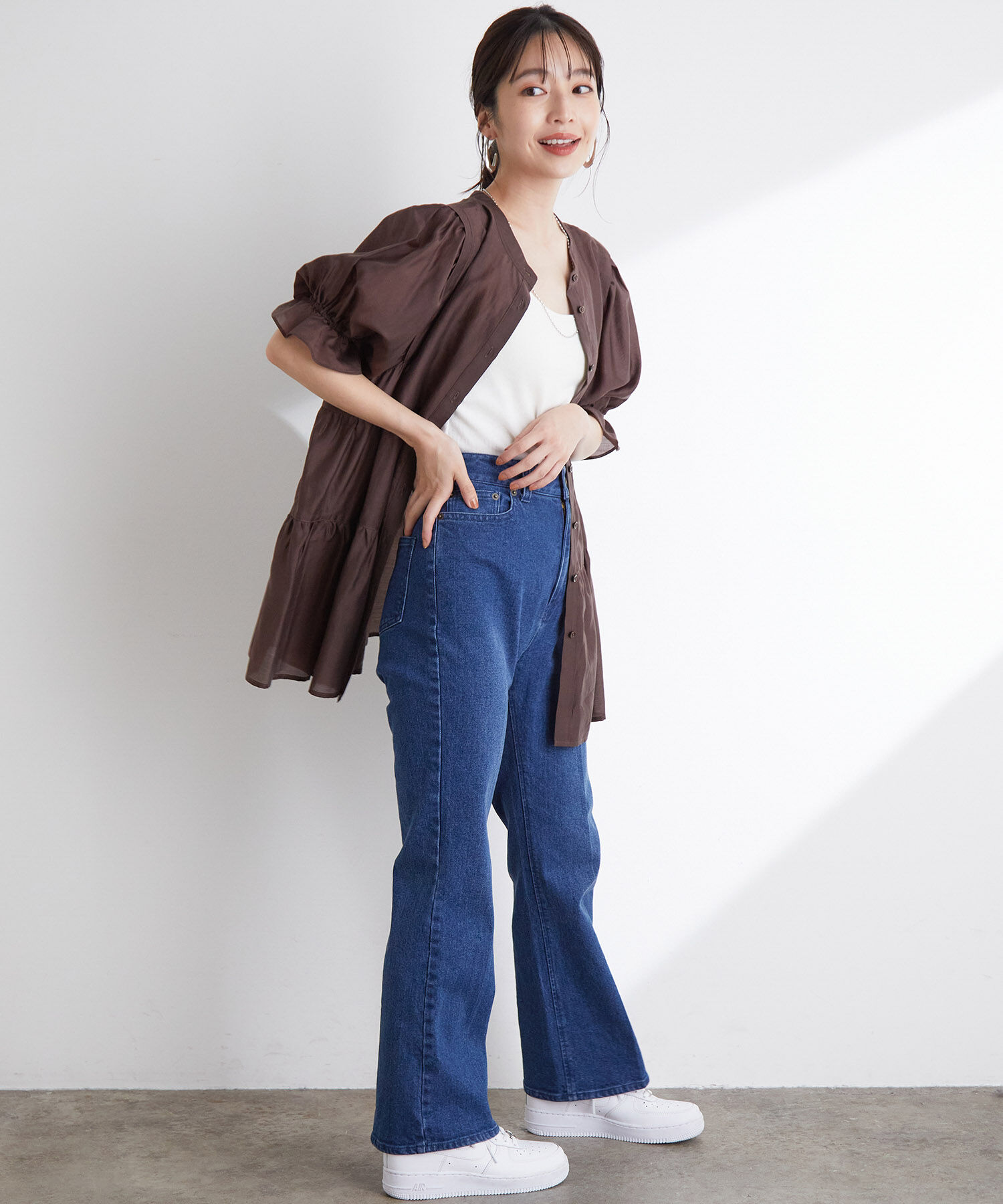 VIS「【前後2WAY】ティアードシアーチュニックブラウス」|シャツ・ブラウス|