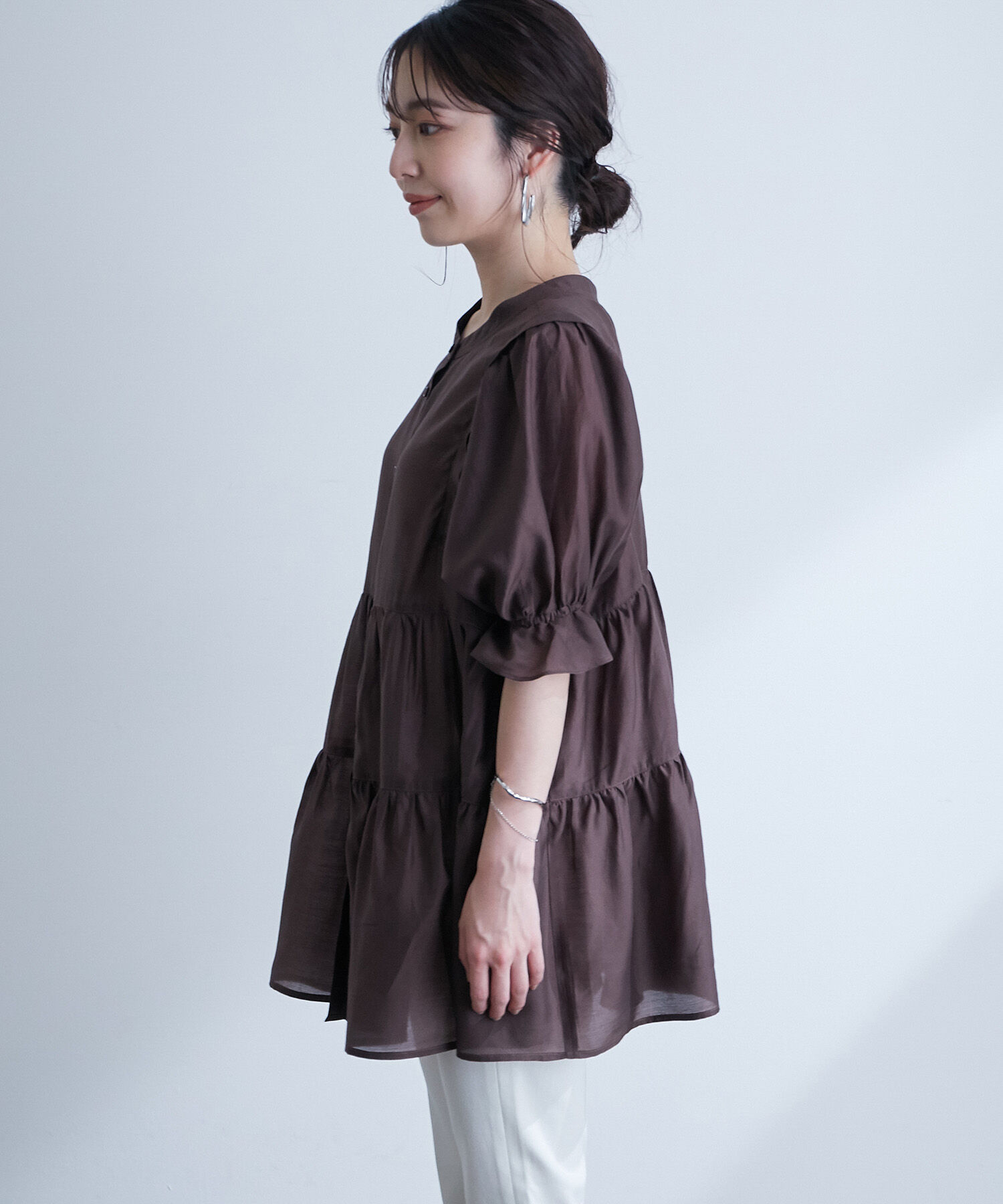 VIS「【前後2WAY】ティアードシアーチュニックブラウス」|シャツ・ブラウス|