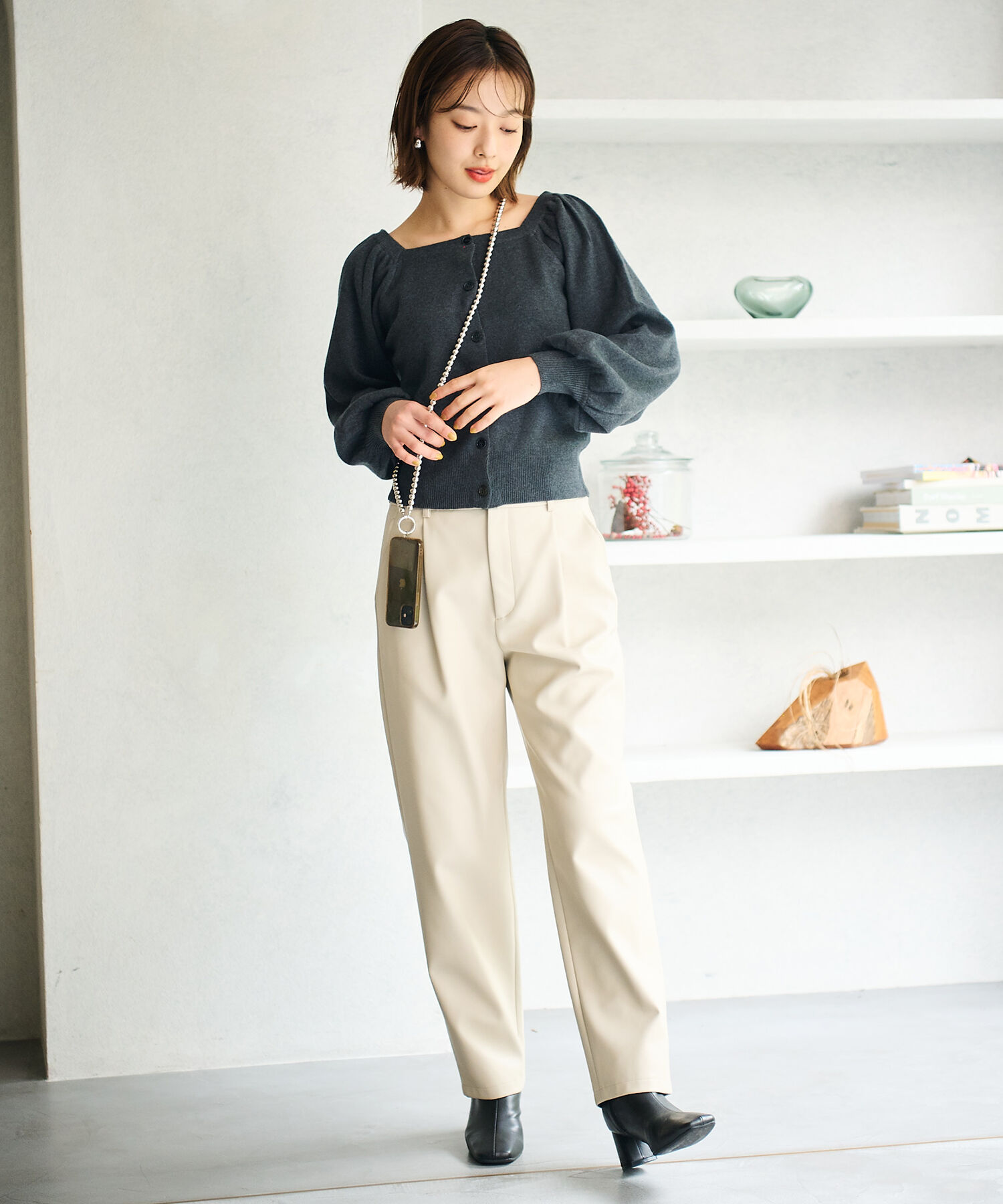 vis-a-vis「【WEB限定】前後2WAYスクエアネックニット【セットアップ対応】」|ニット・セーター|