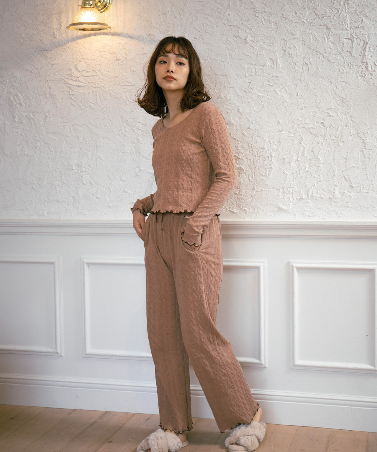 VIS「【ViSage】カットジャガード配色メロープルオーバー【セットアップ対応】」|ルームウェア|