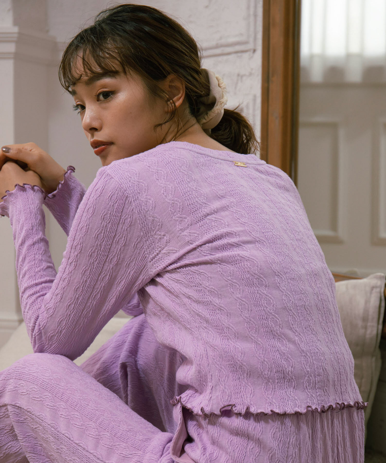 VIS「【ViSage】カットジャガード配色メロープルオーバー【セットアップ対応】」|ルームウェア|