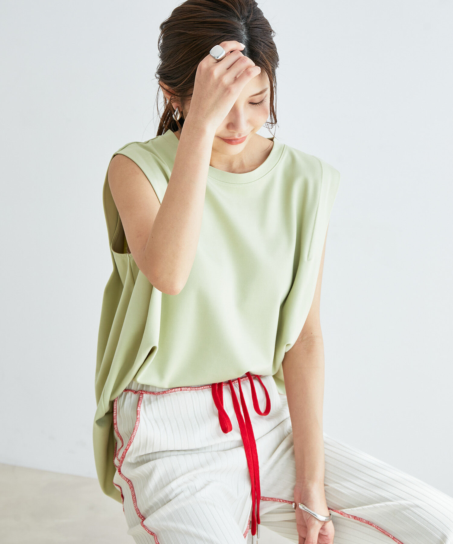 vis-a-vis「【WEB限定】シルケットノースリーブプルオーバー」|Tシャツ・カットソー|