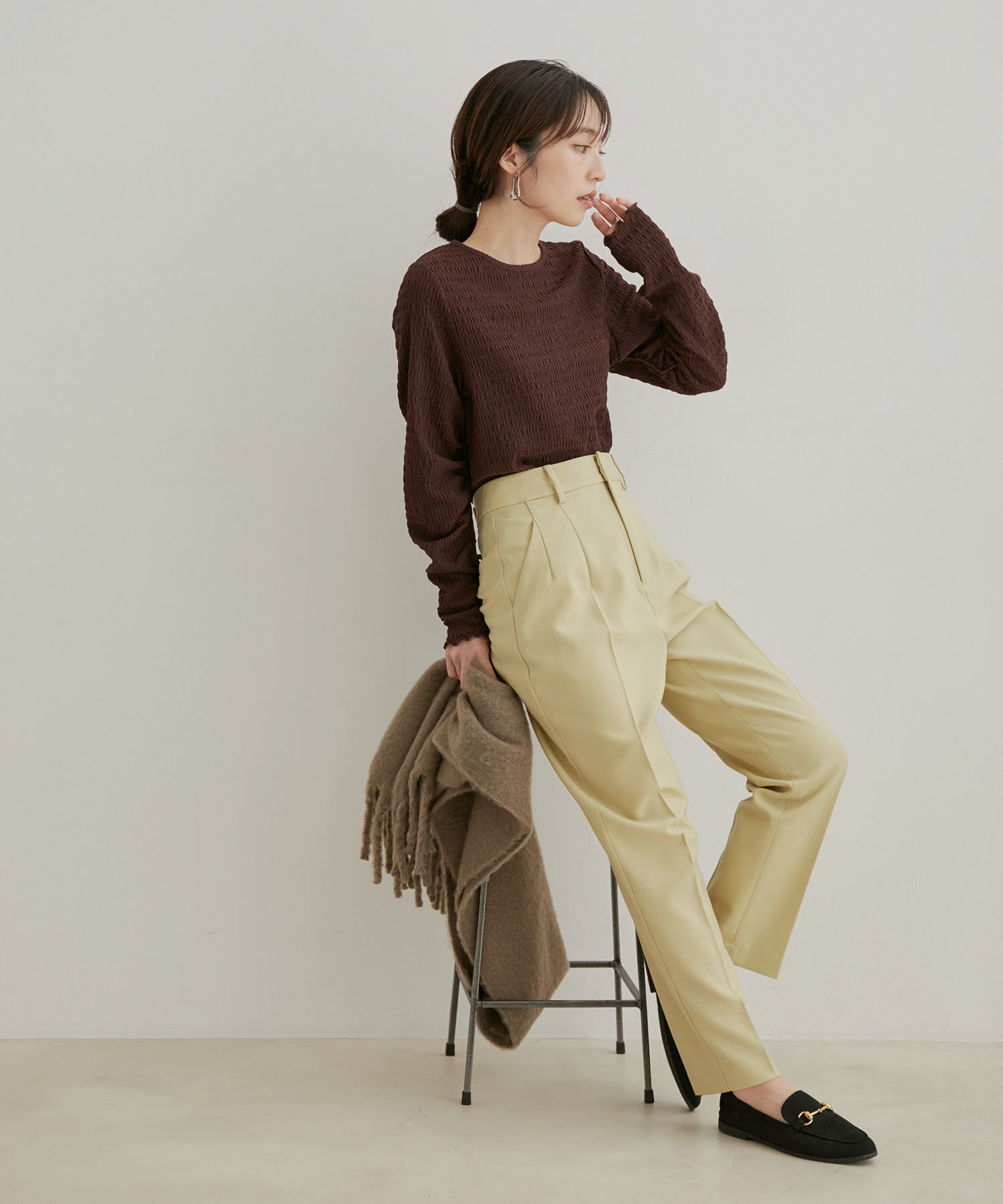 VIS「【Washable・EASY CARE】エコウールタッチテーパードパンツ【sustainable】」|スラックス|