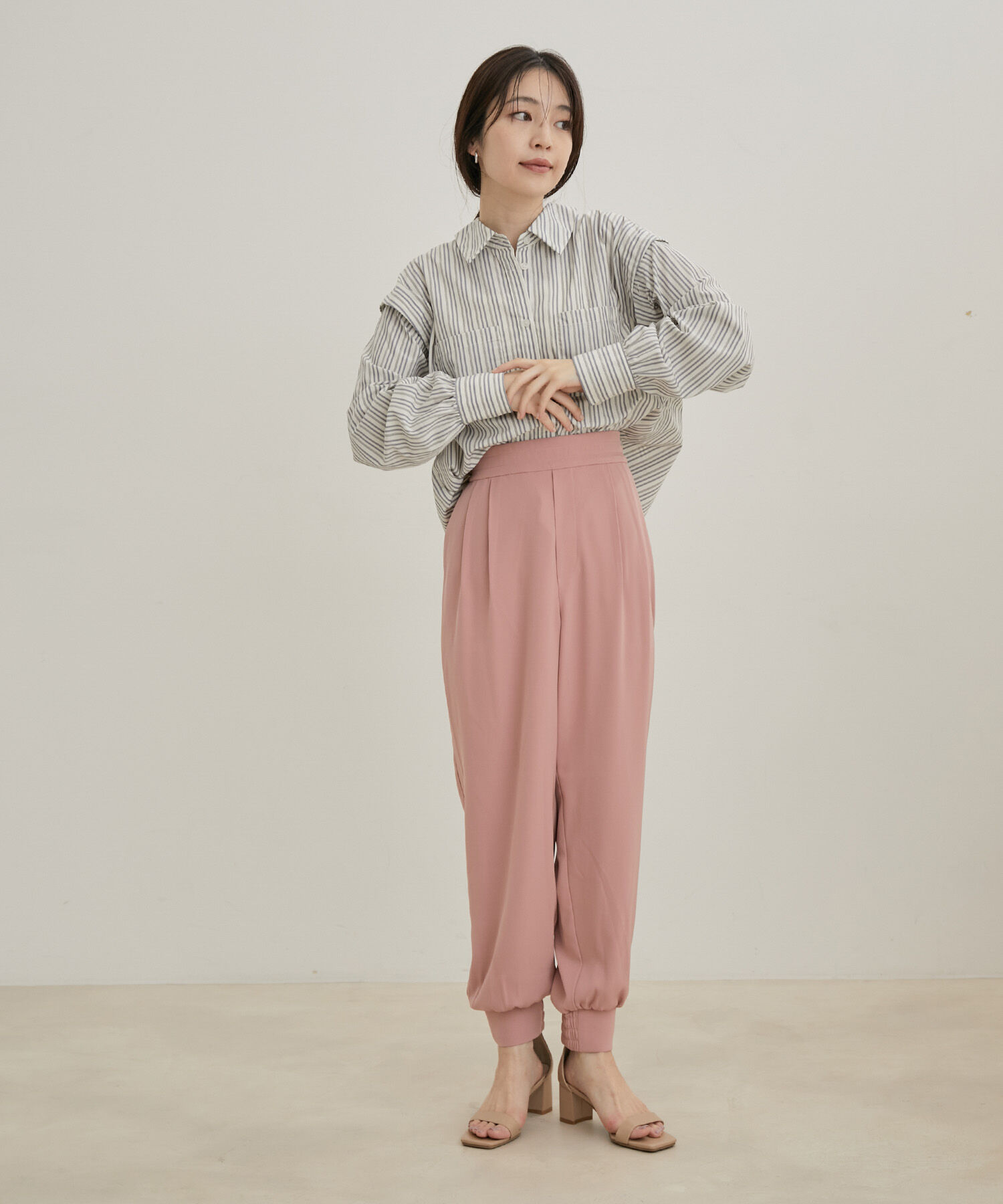 VIS「【洗える】無地＆ストライプ袖取り外しダブルポケットシャツ」|シャツ・ブラウス|