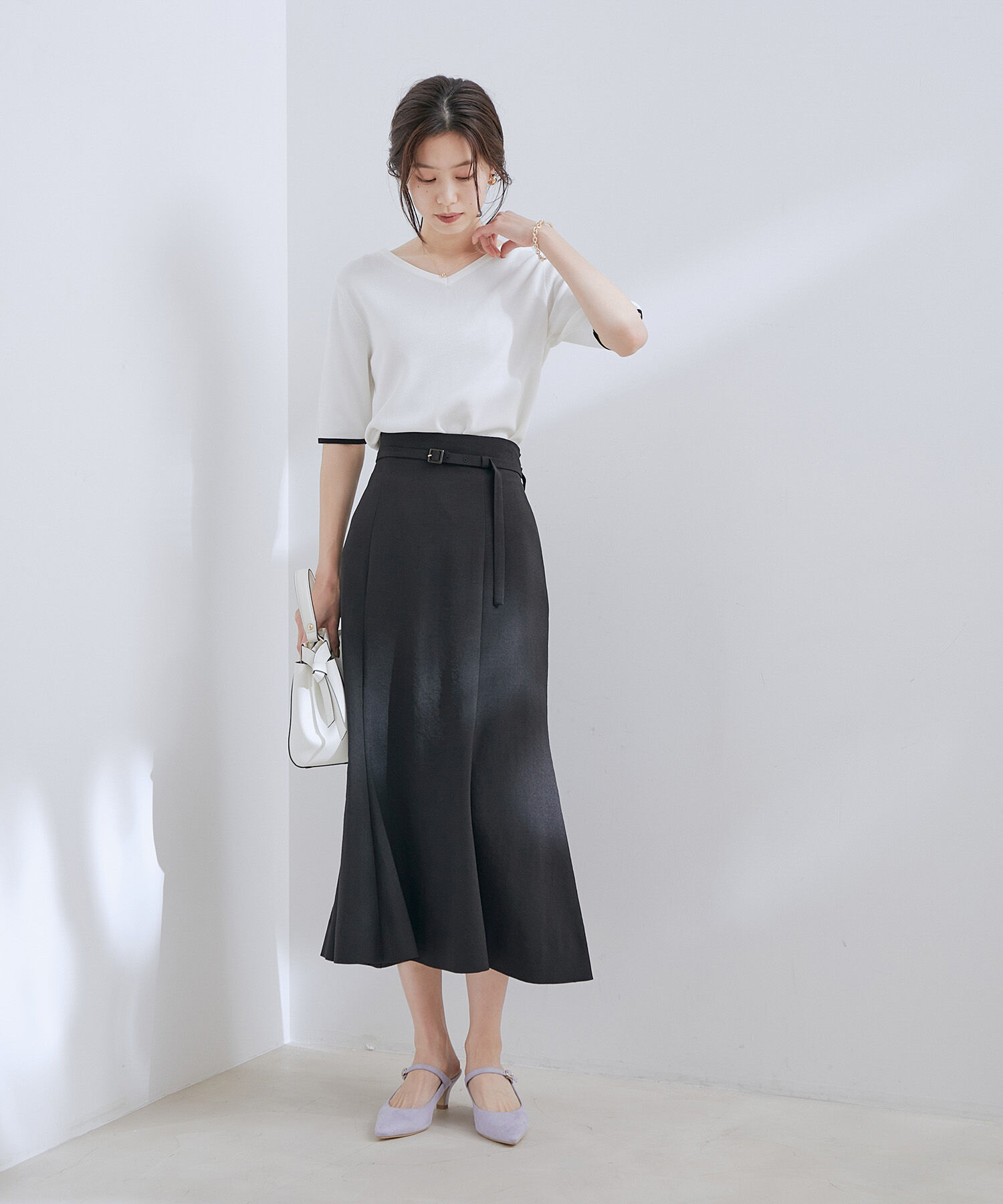 VIS「【新色】【接触冷感・洗える】美easy細ベルトマーメイドスカート」|スカート|
