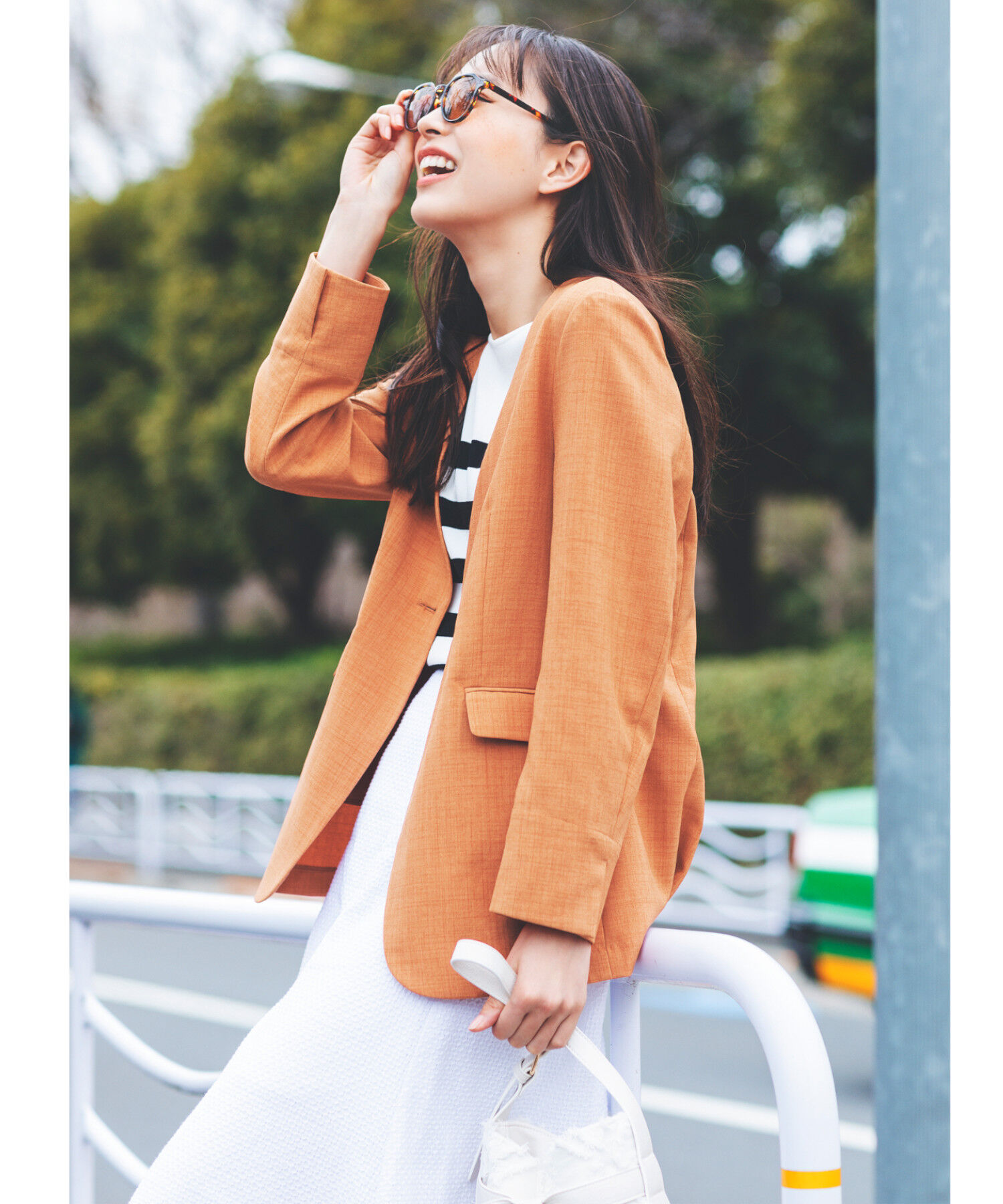 VIS「【洗える・接触冷感】美easyノーカラーVネックジャケット【セットアップ対応】」|ノーカラージャケット|