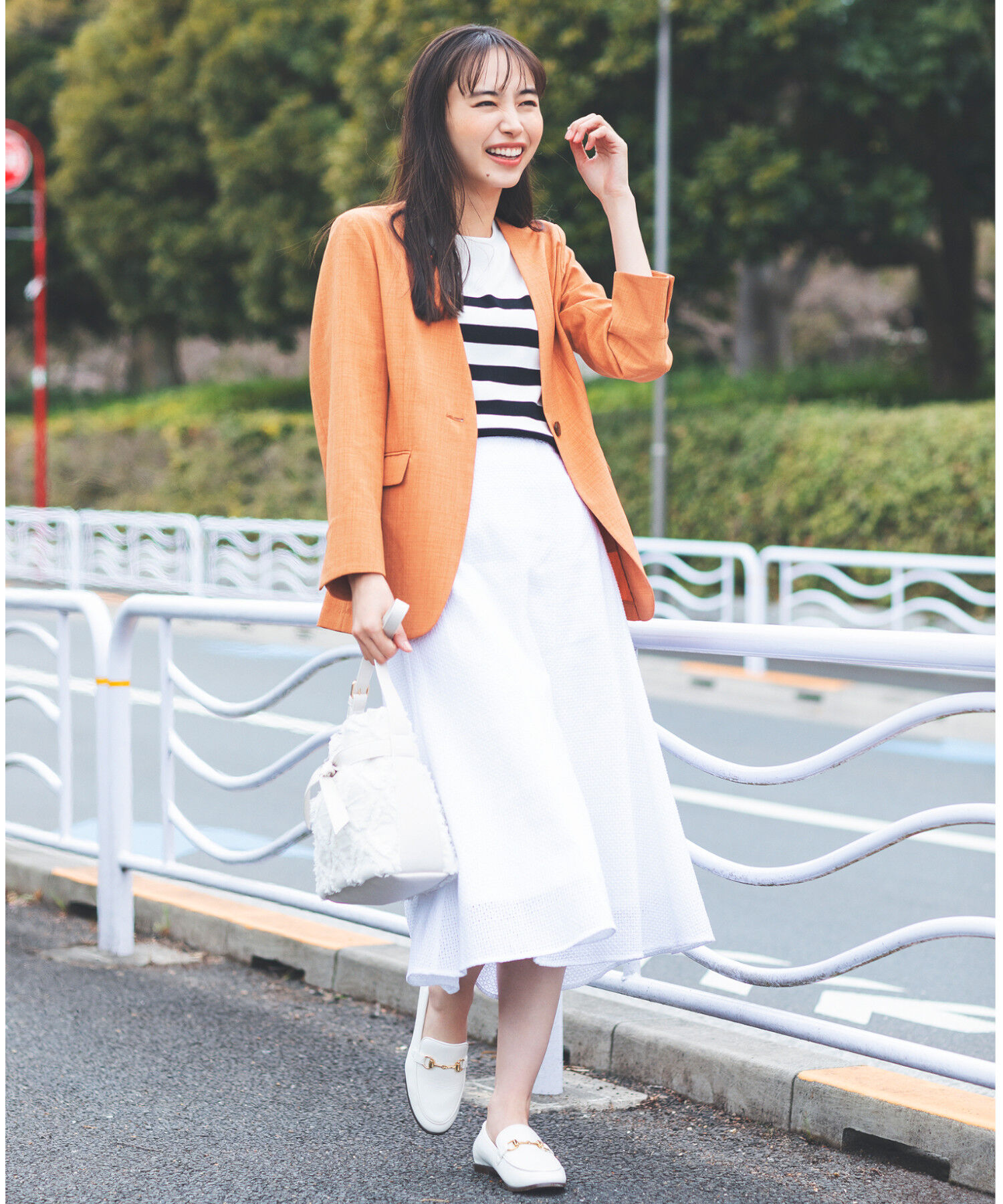 VIS「【洗える・接触冷感】美easyノーカラーVネックジャケット【セットアップ対応】」|ノーカラージャケット|