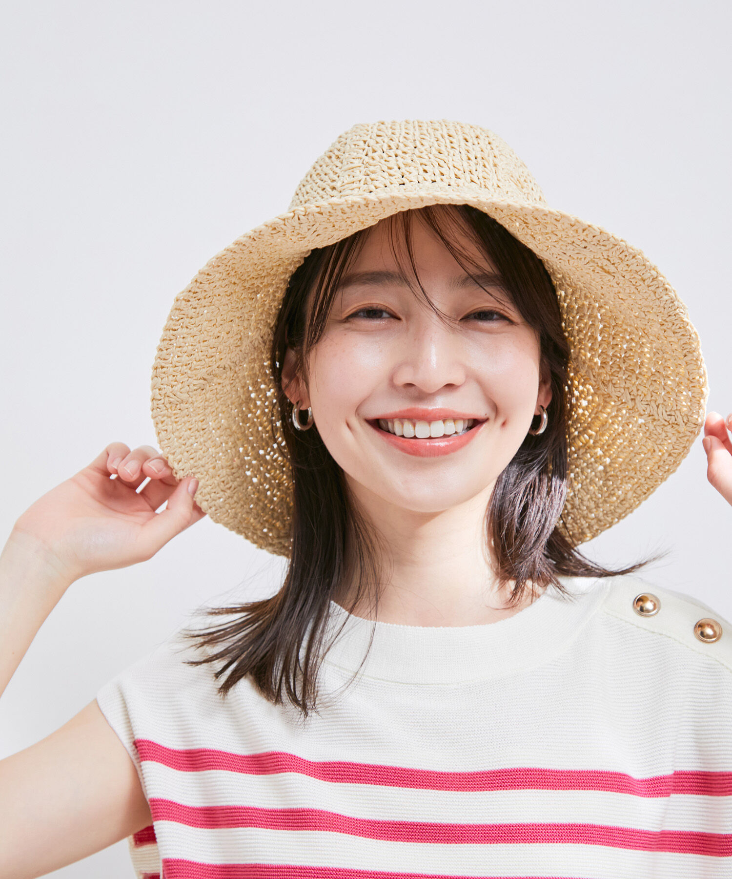 VIS「ライン編み雑材ペーパーハット」|ハット|