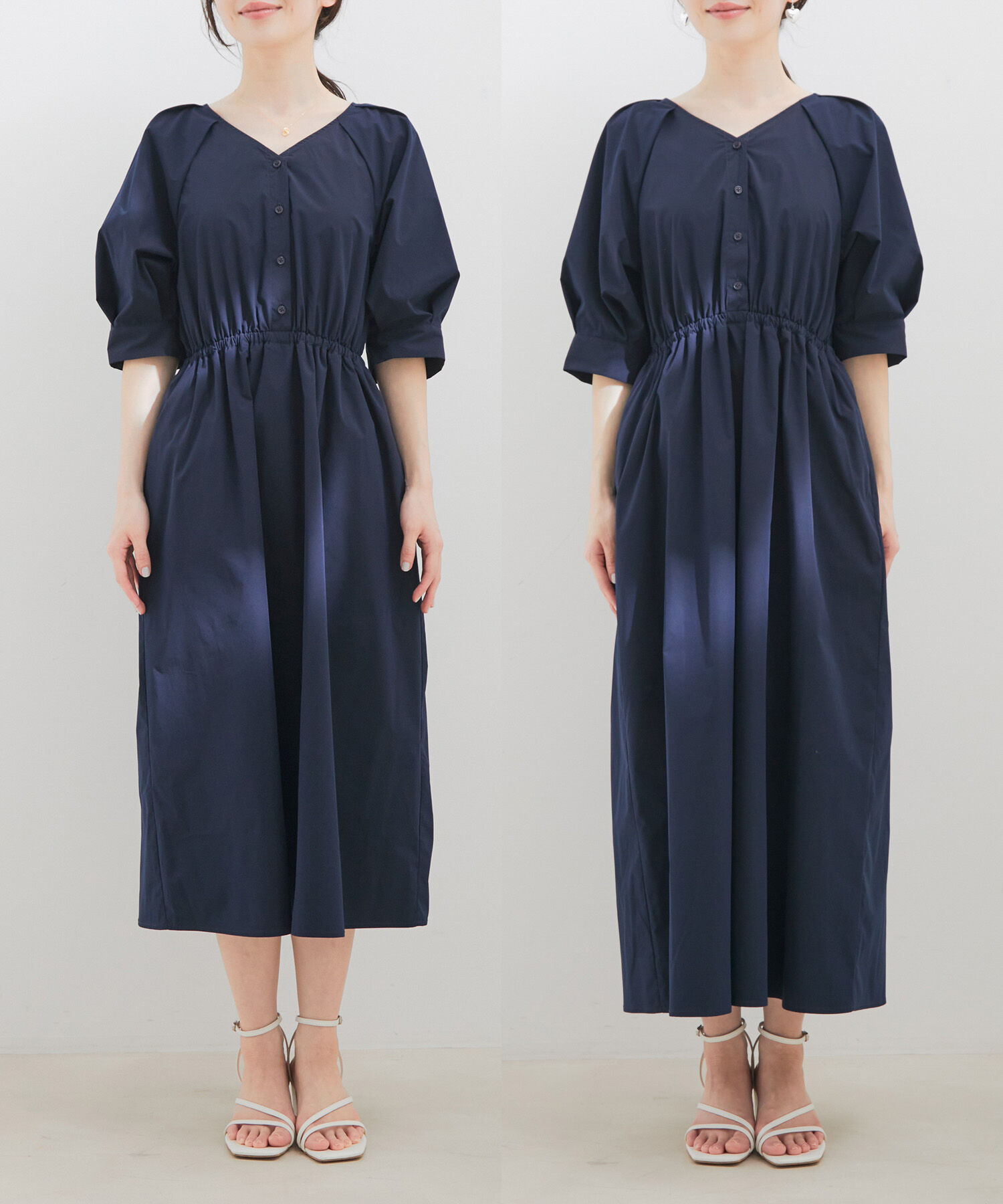 VIS「【前後2WAY】ボリュームスリーブフィット＆フレアワンピース【洗える】」|ワンピース|