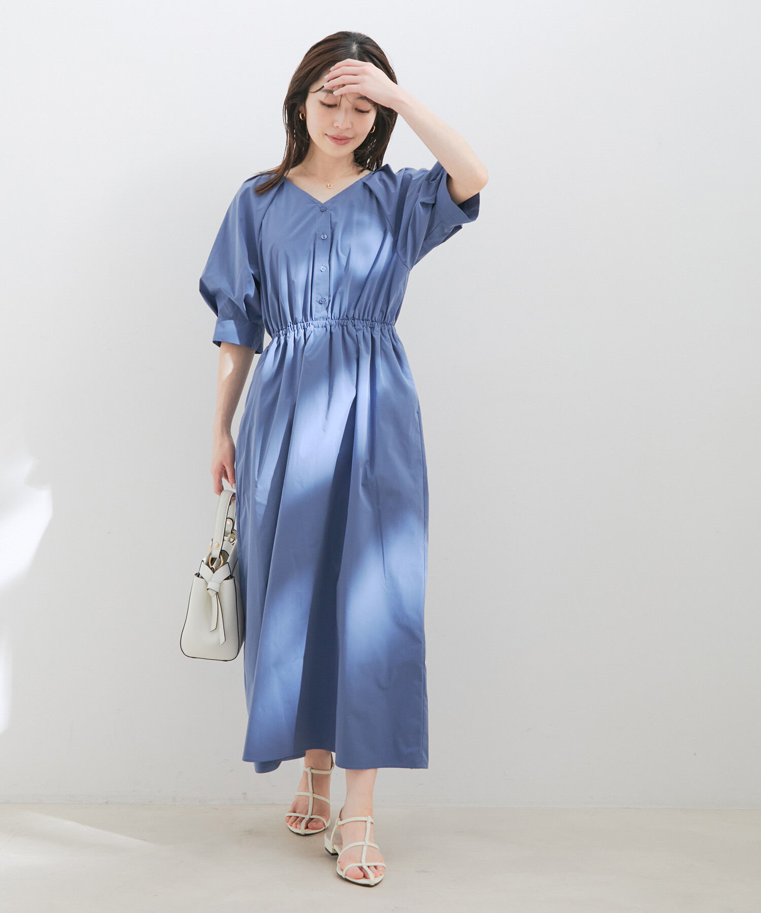 VIS「【前後2WAY】ボリュームスリーブフィット＆フレアワンピース【洗える】」|ワンピース|