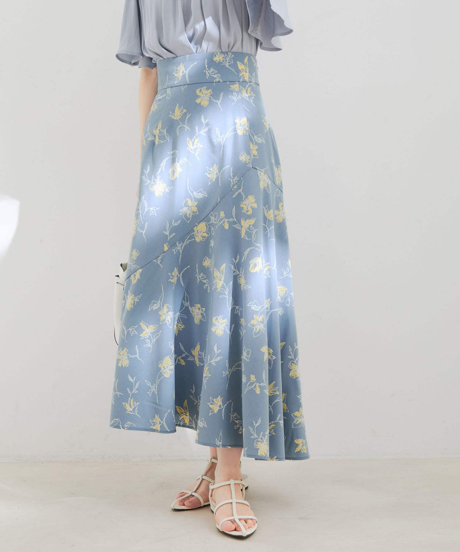 VIS「【洗える】アシンメトリー花柄マーメイドスカート」|スカート|