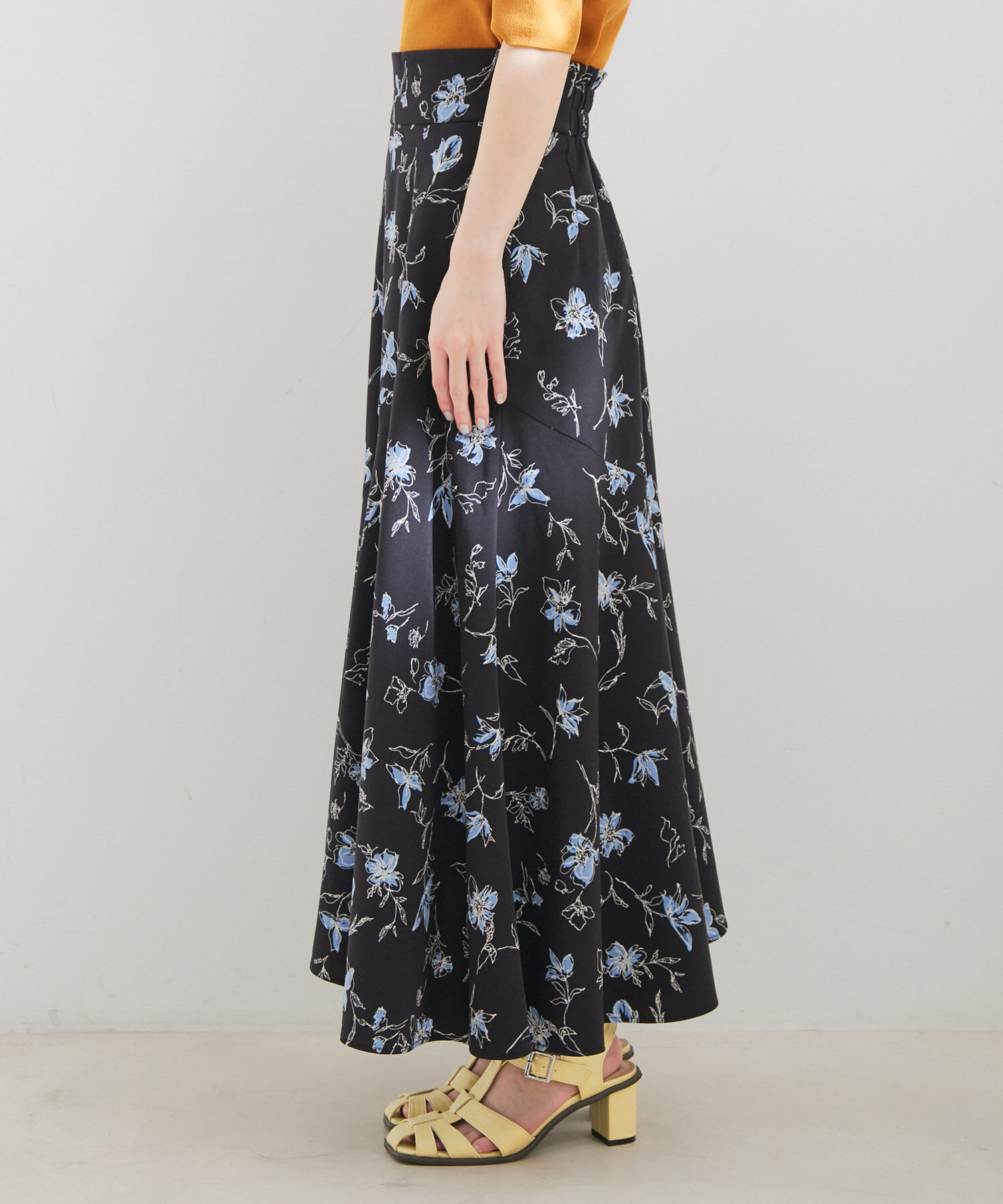 VIS「【洗える】アシンメトリー花柄マーメイドスカート」|スカート|