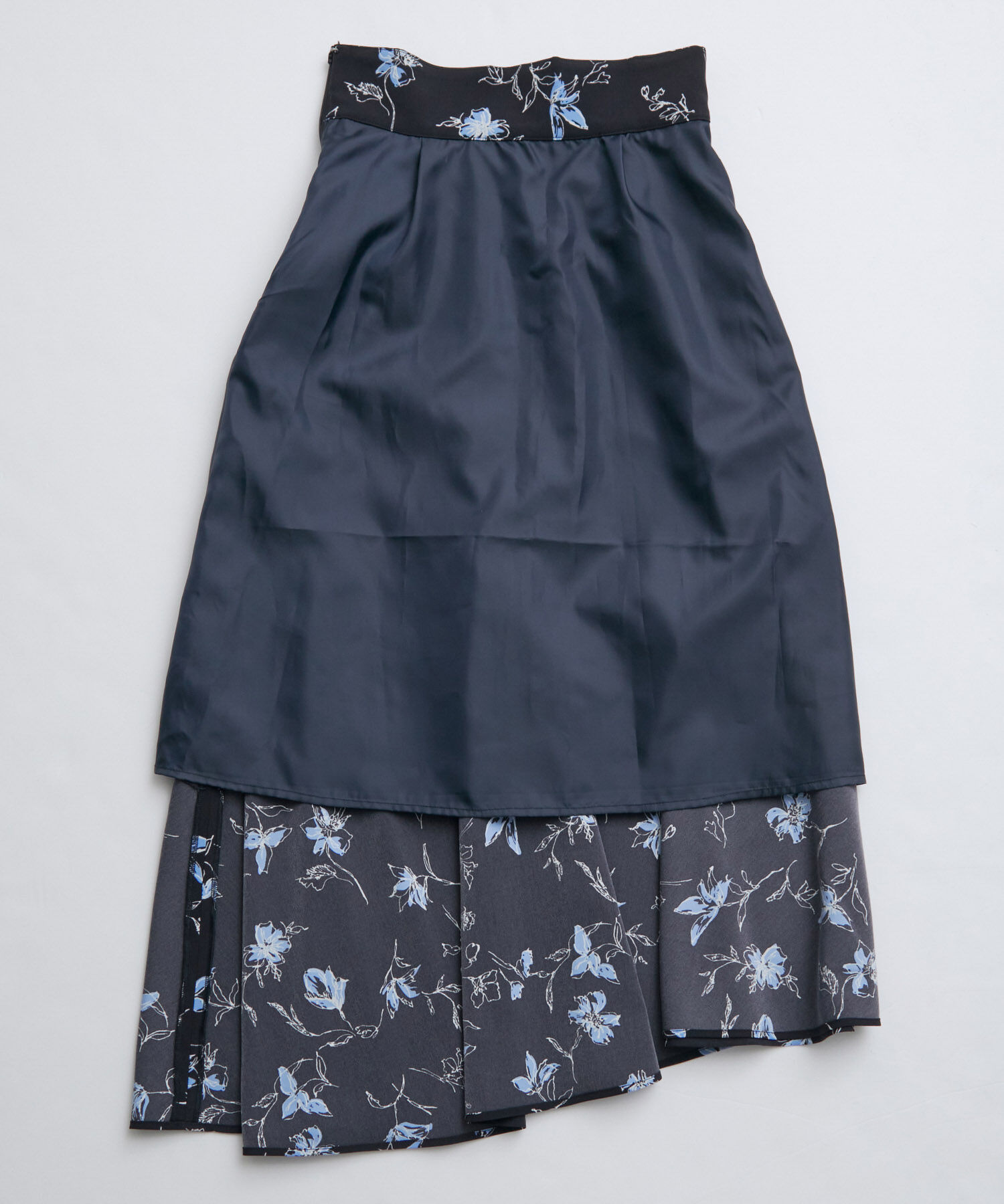 VIS「【洗える】アシンメトリー花柄マーメイドスカート」|スカート|