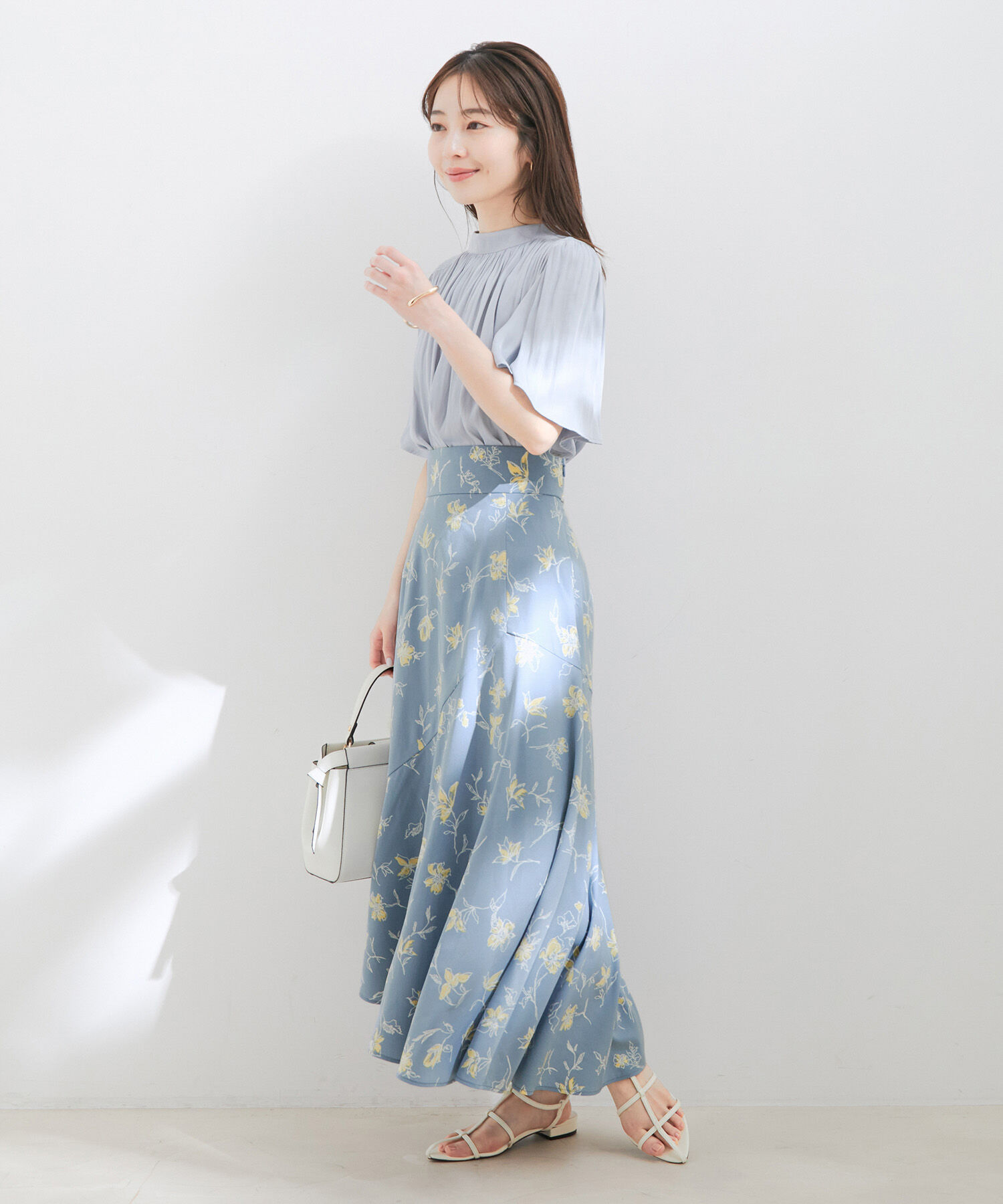 VIS「【洗える】アシンメトリー花柄マーメイドスカート」|スカート|