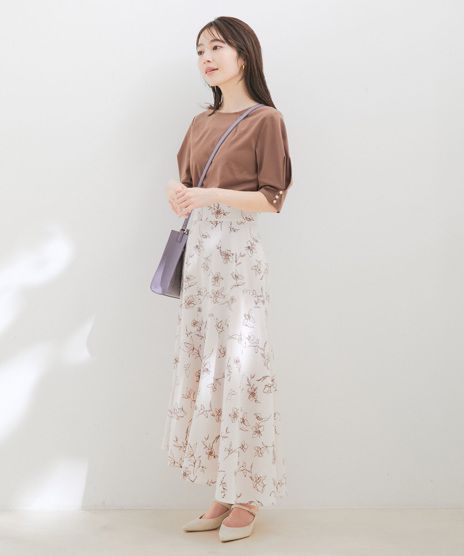 VIS「【洗える】アシンメトリー花柄マーメイドスカート」|スカート|