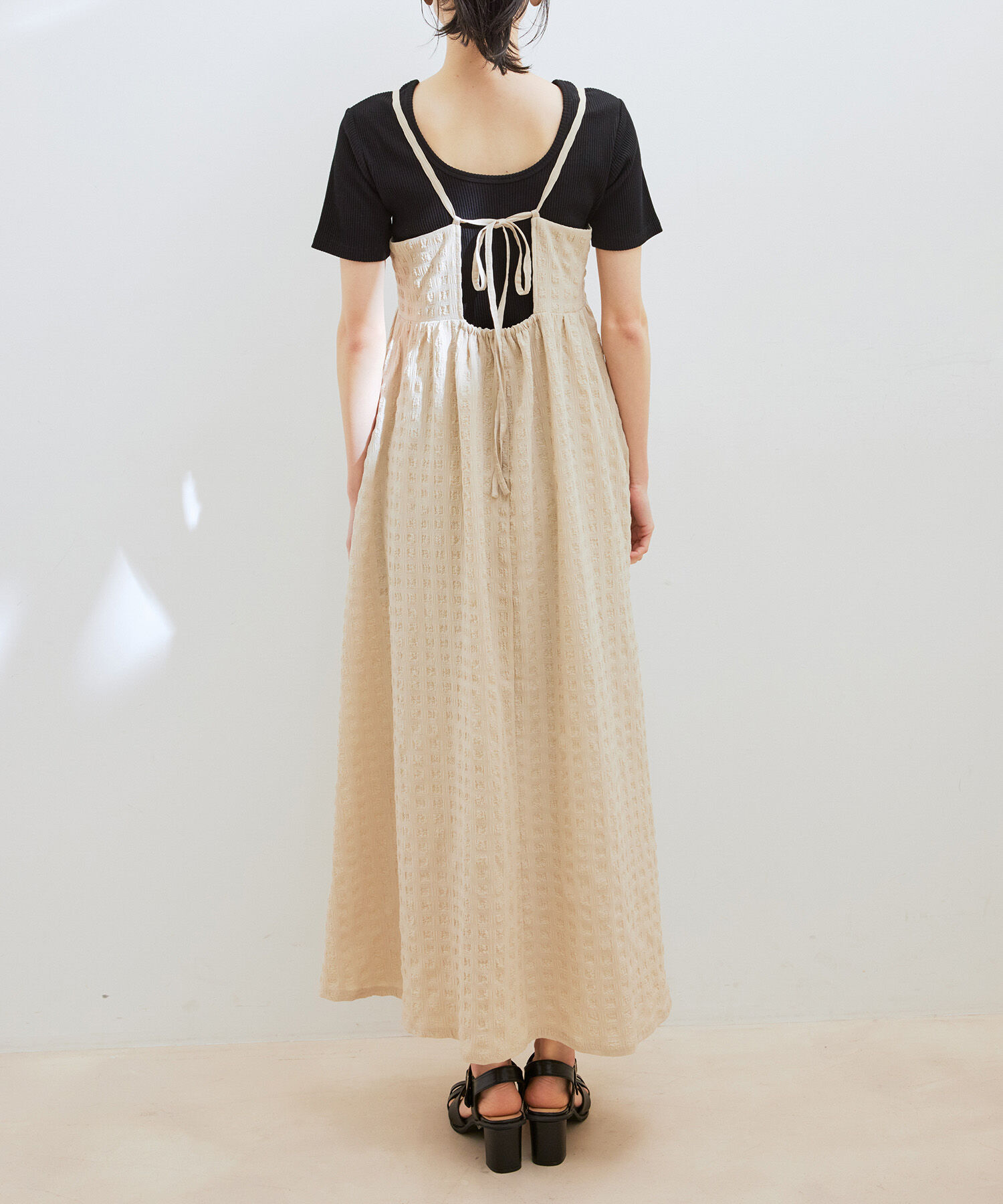 VIS「【新色】【洗える】ふくれチェックキャミワンピース」|ワンピース|