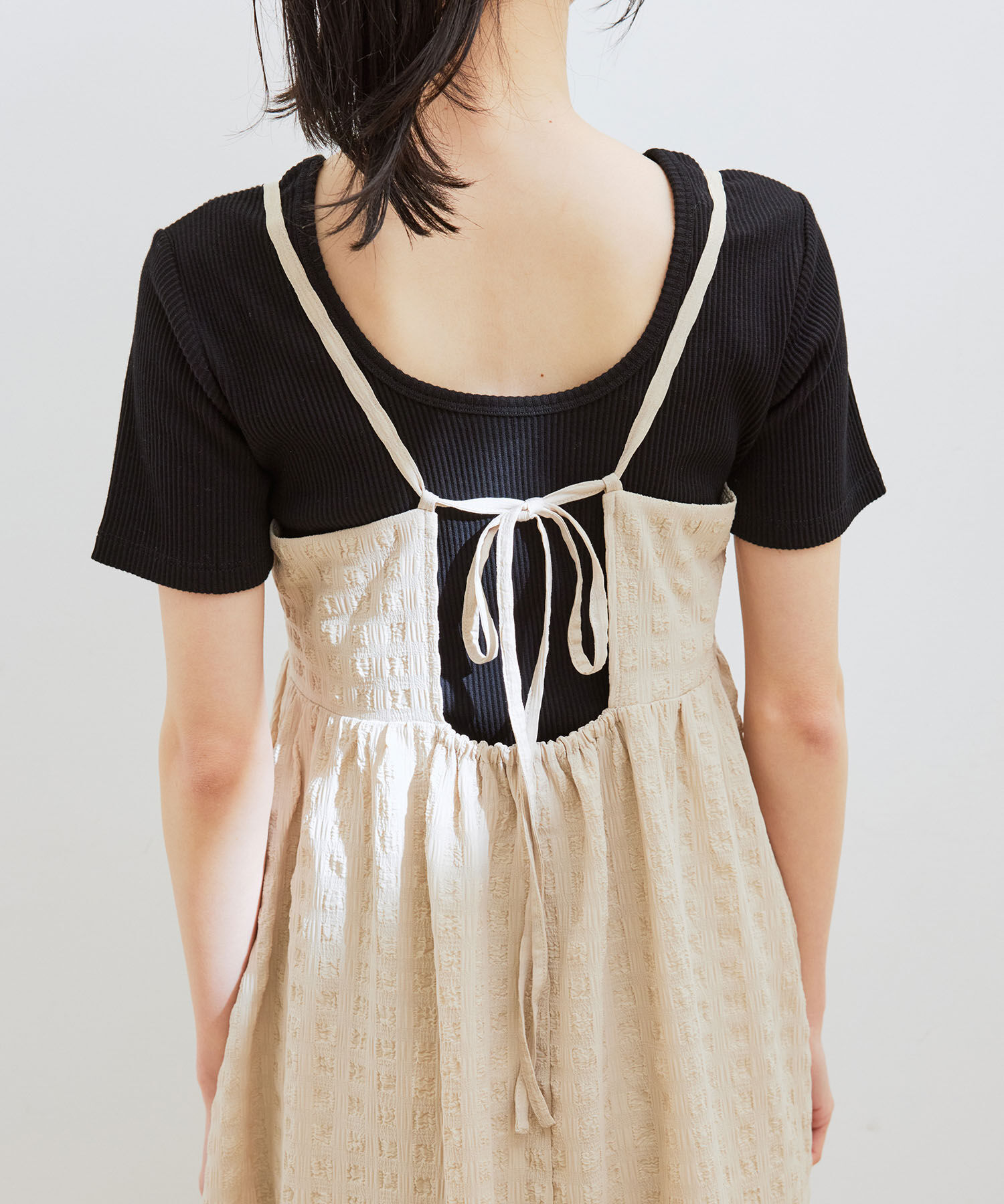 VIS「【新色】【洗える】ふくれチェックキャミワンピース」|ワンピース|