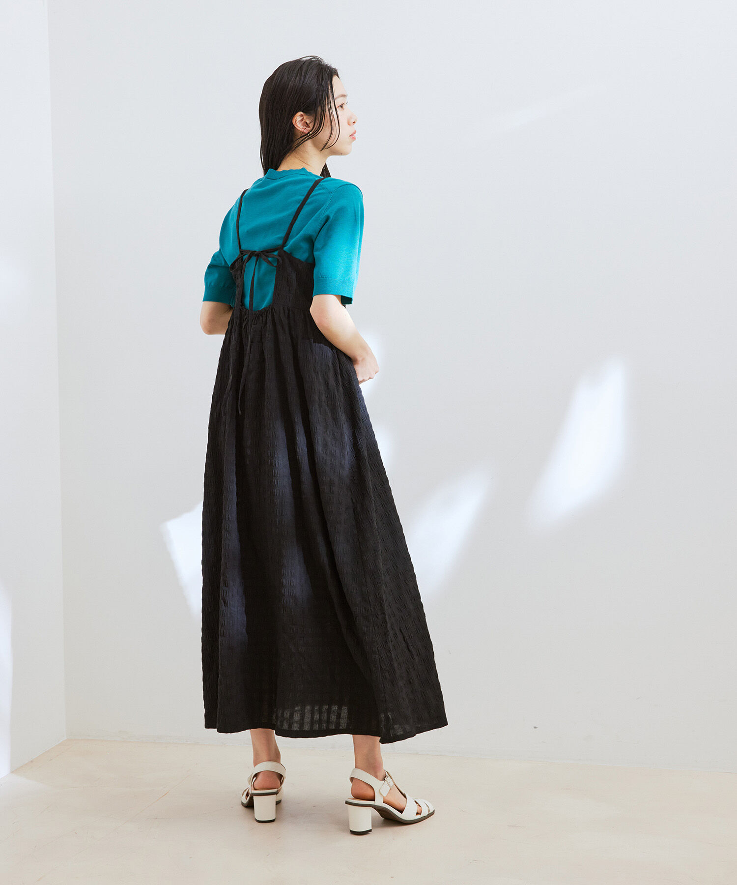 VIS「【新色】【洗える】ふくれチェックキャミワンピース」|ワンピース|