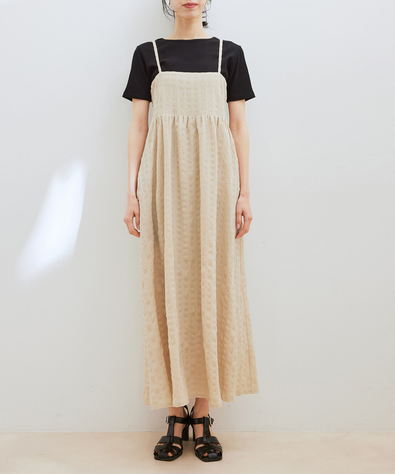 VIS「【新色】【洗える】ふくれチェックキャミワンピース」|ワンピース|