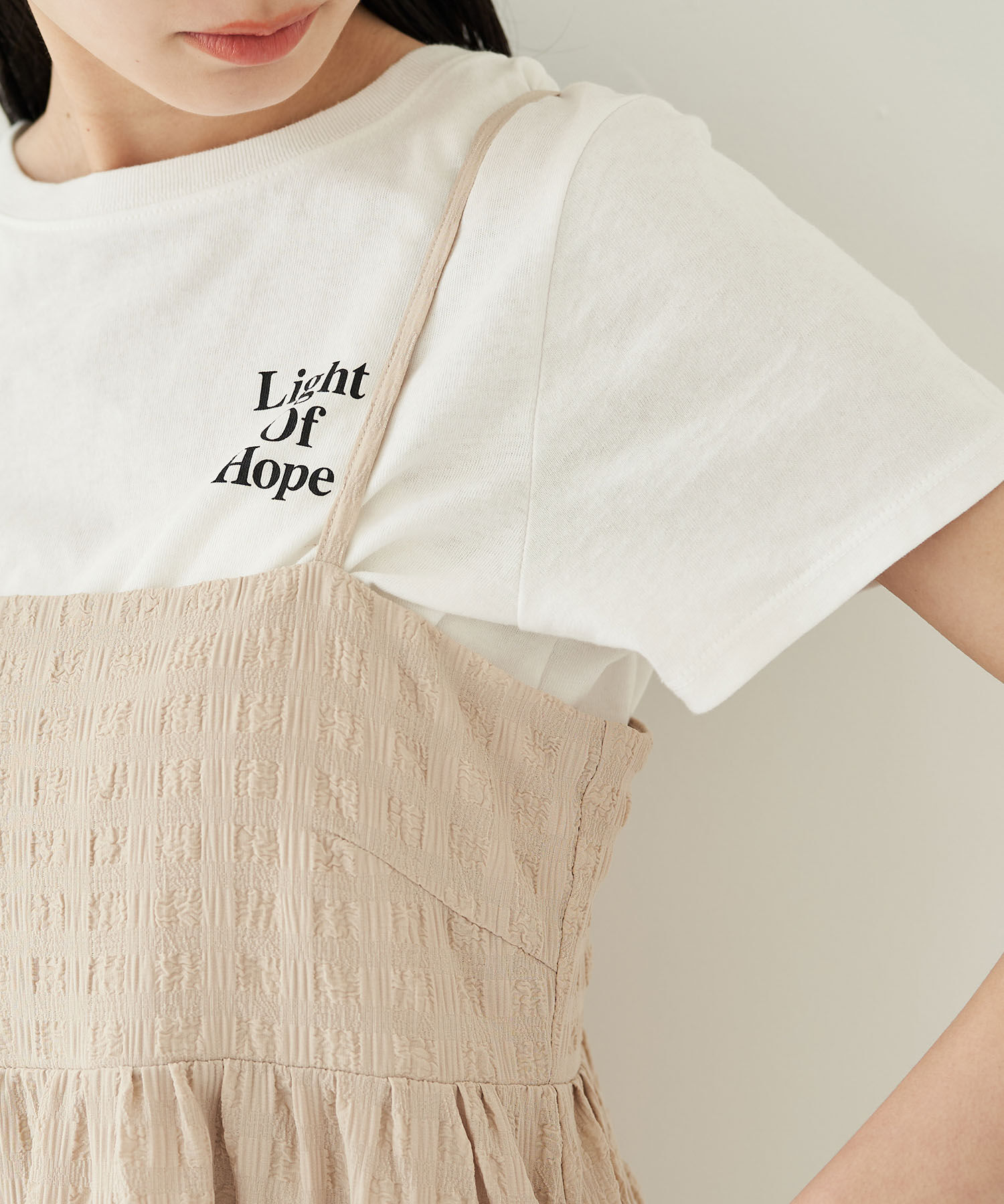 VIS「【新色】【洗える】ふくれチェックキャミワンピース」|ワンピース|