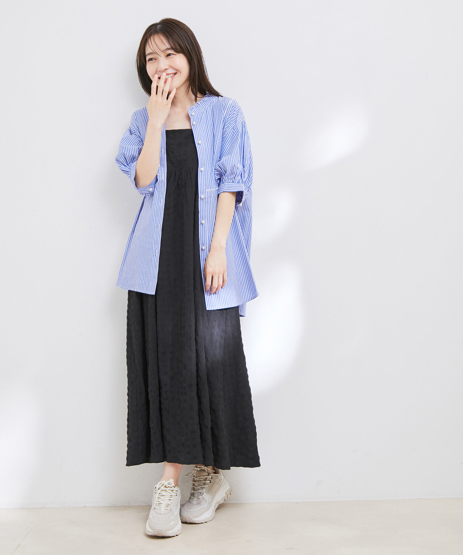 VIS「【新色】【洗える】ふくれチェックキャミワンピース」|ワンピース|