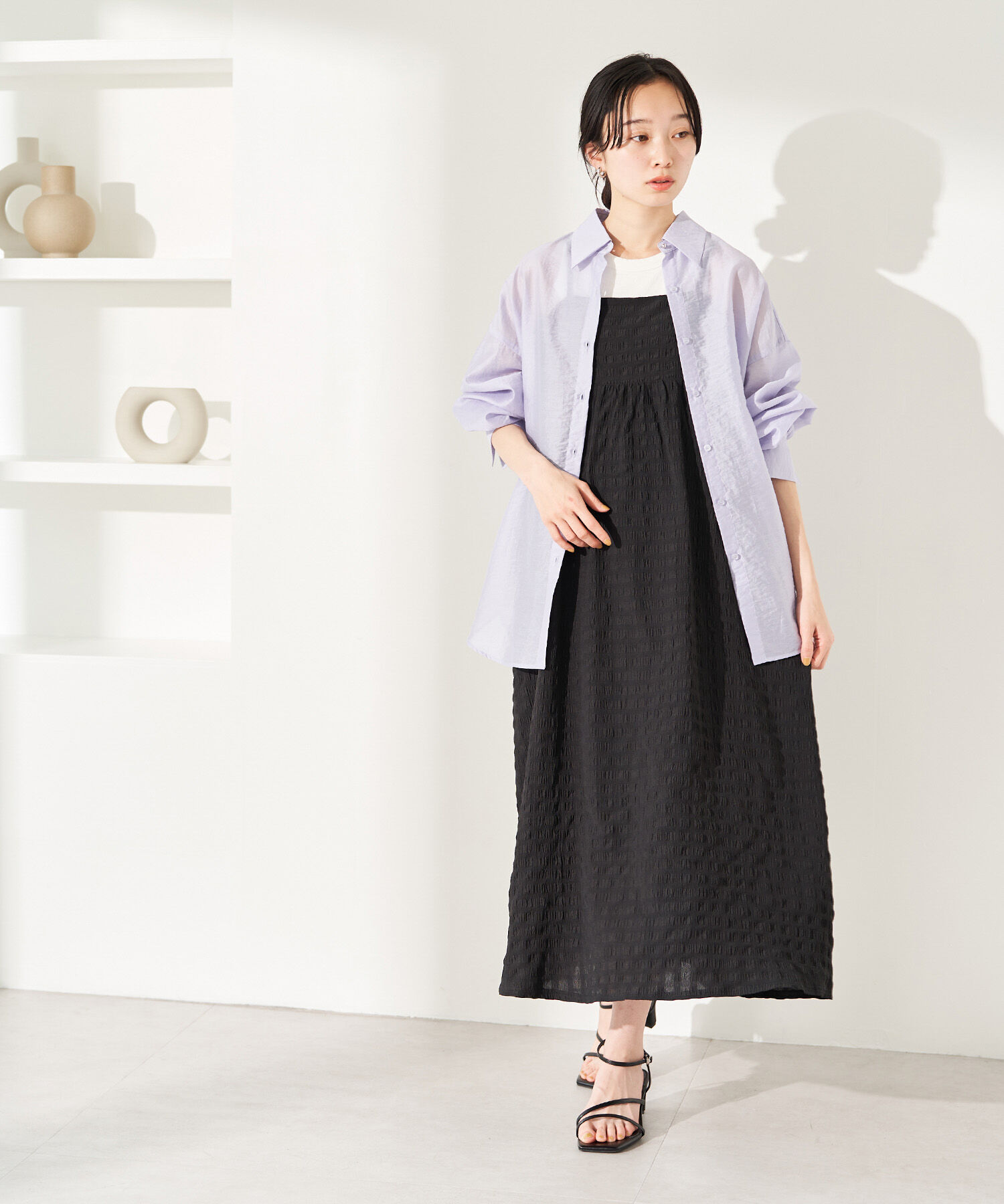 VIS「【新色】【洗える】ふくれチェックキャミワンピース」|ワンピース|