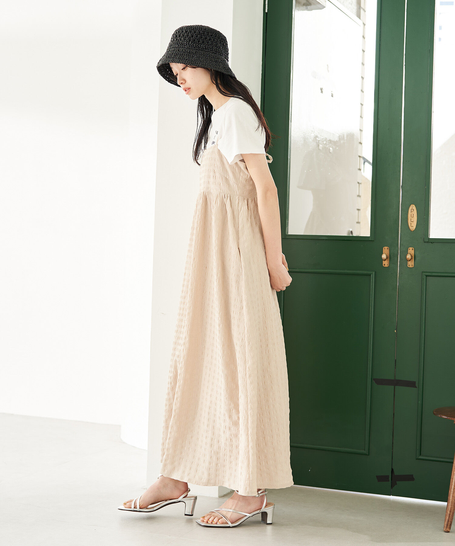 VIS「【新色】【洗える】ふくれチェックキャミワンピース」|ワンピース|