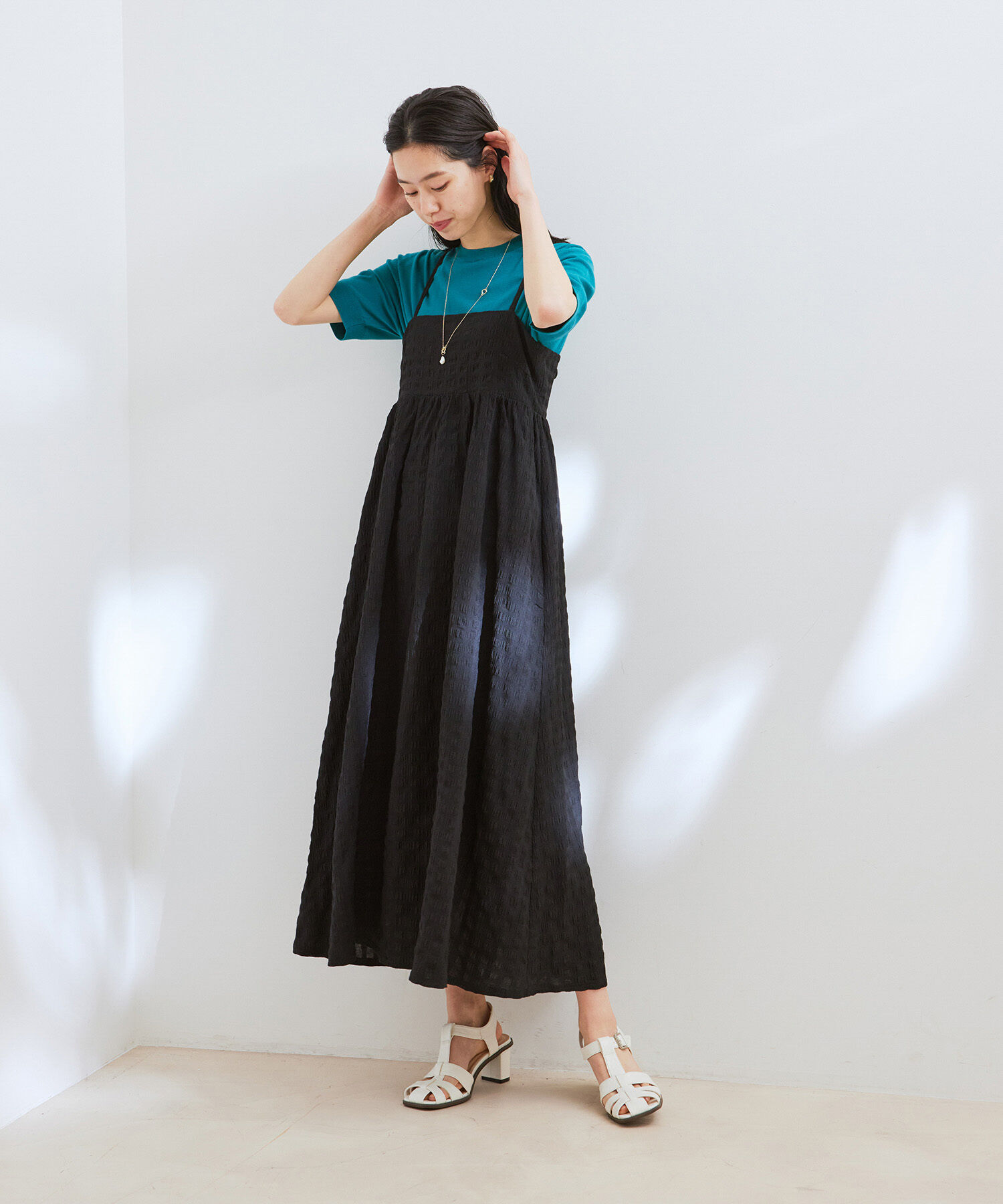 VIS「【新色】【洗える】ふくれチェックキャミワンピース」|ワンピース|