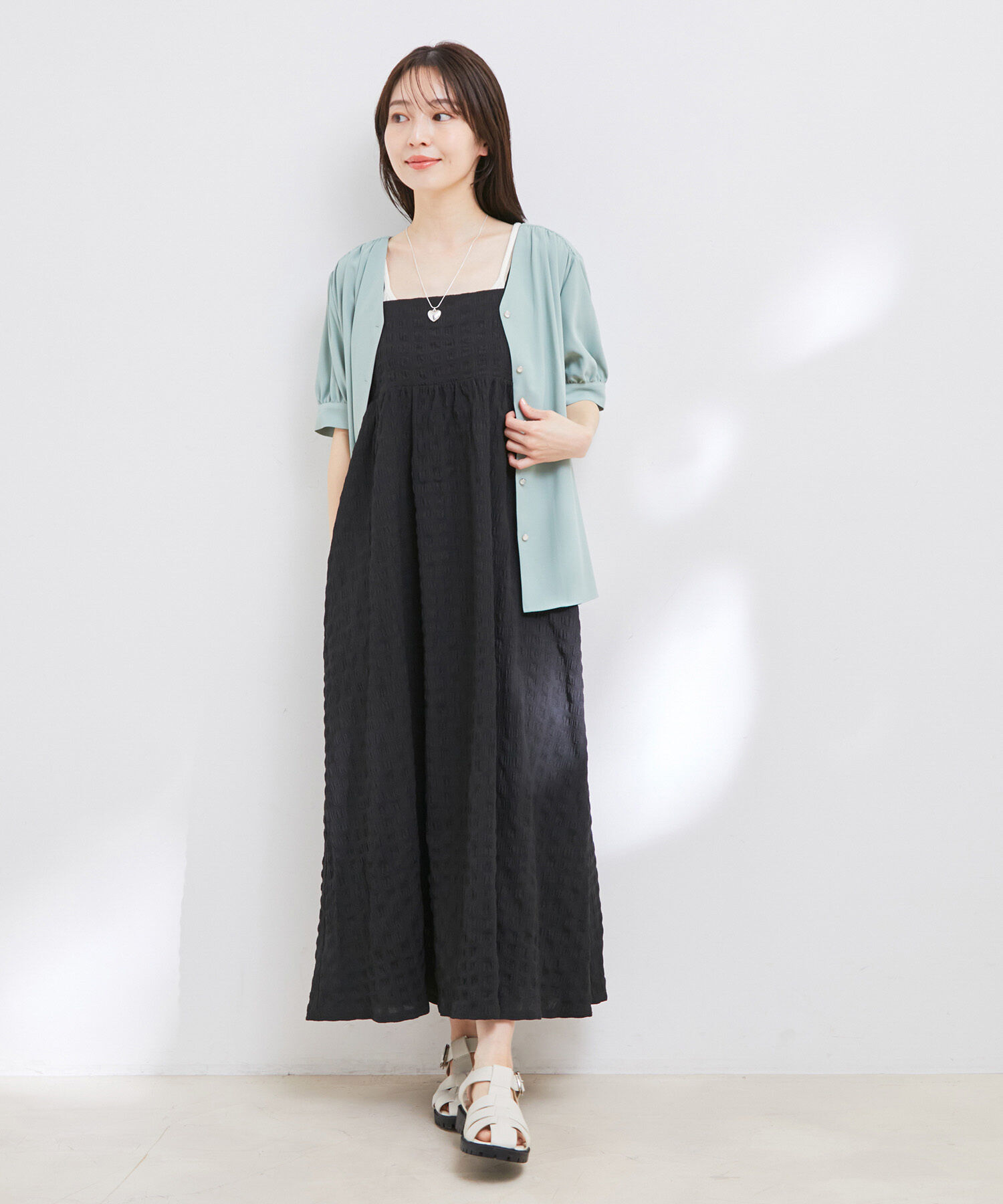 VIS「【新色】【洗える】ふくれチェックキャミワンピース」|ワンピース|