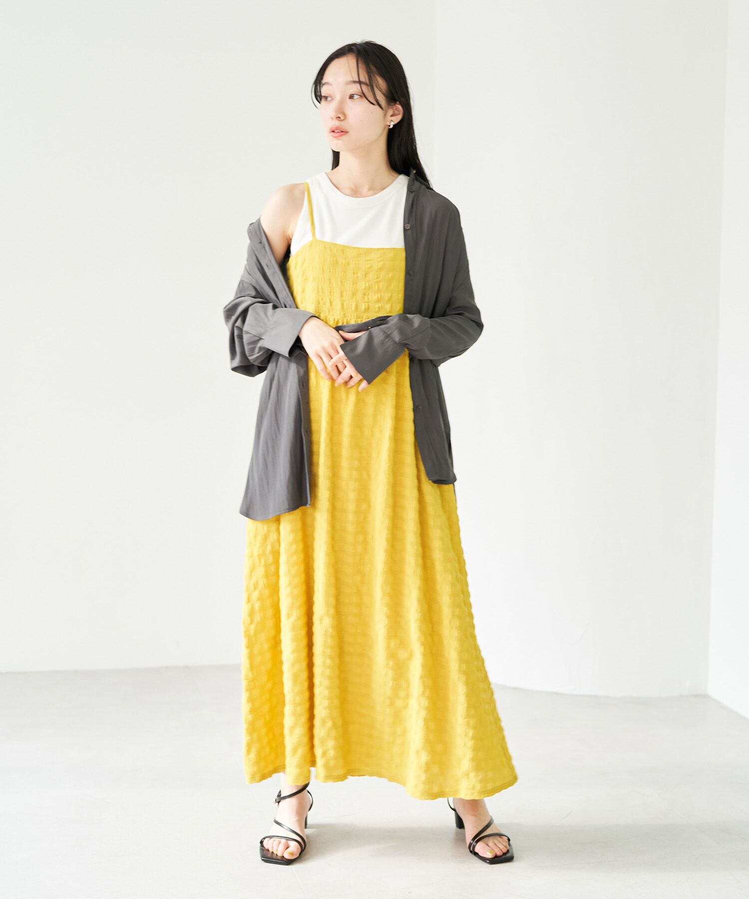 VIS「【新色】【洗える】ふくれチェックキャミワンピース」|ワンピース|