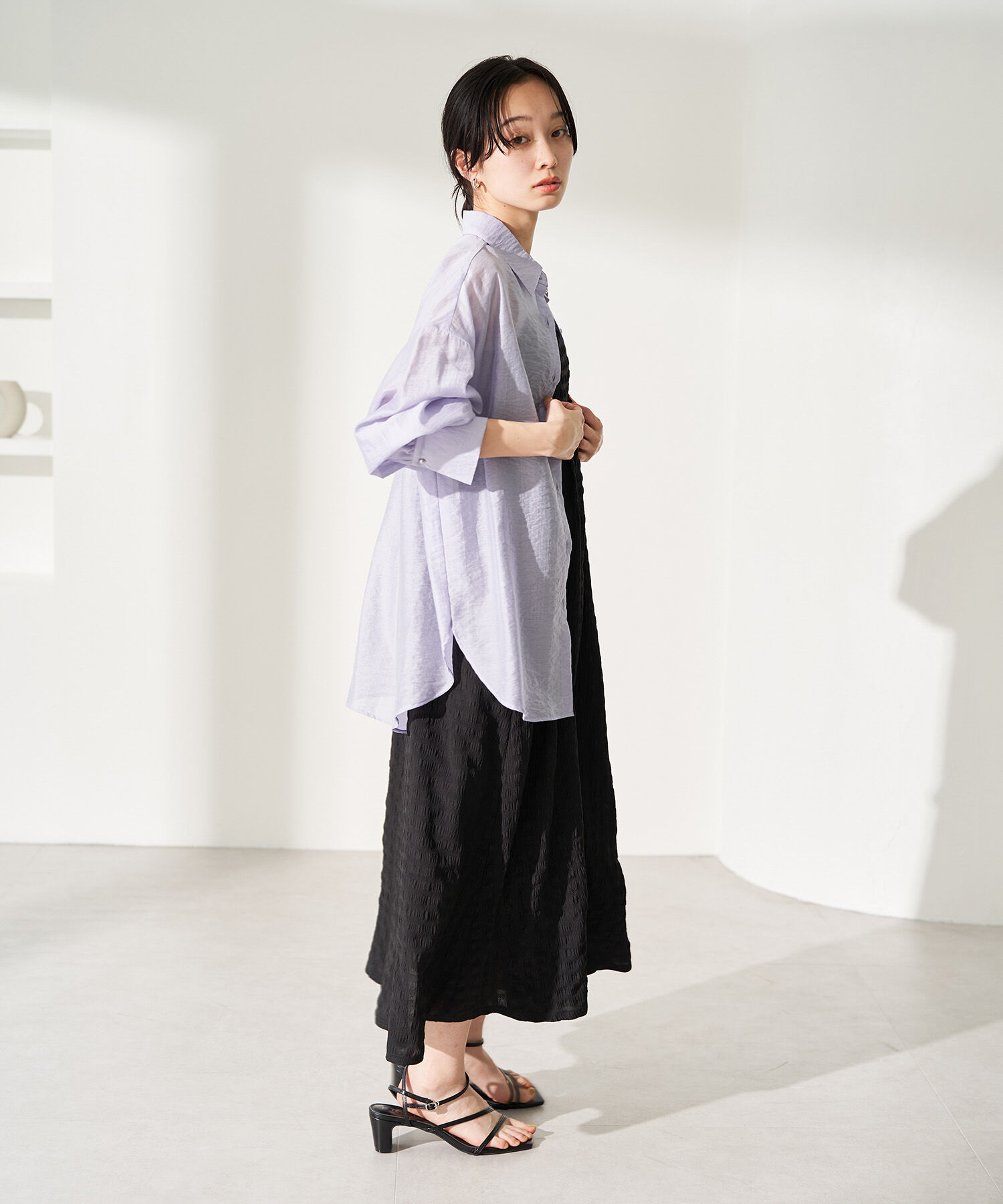 VIS「【新色】【洗える】ふくれチェックキャミワンピース」|ワンピース|