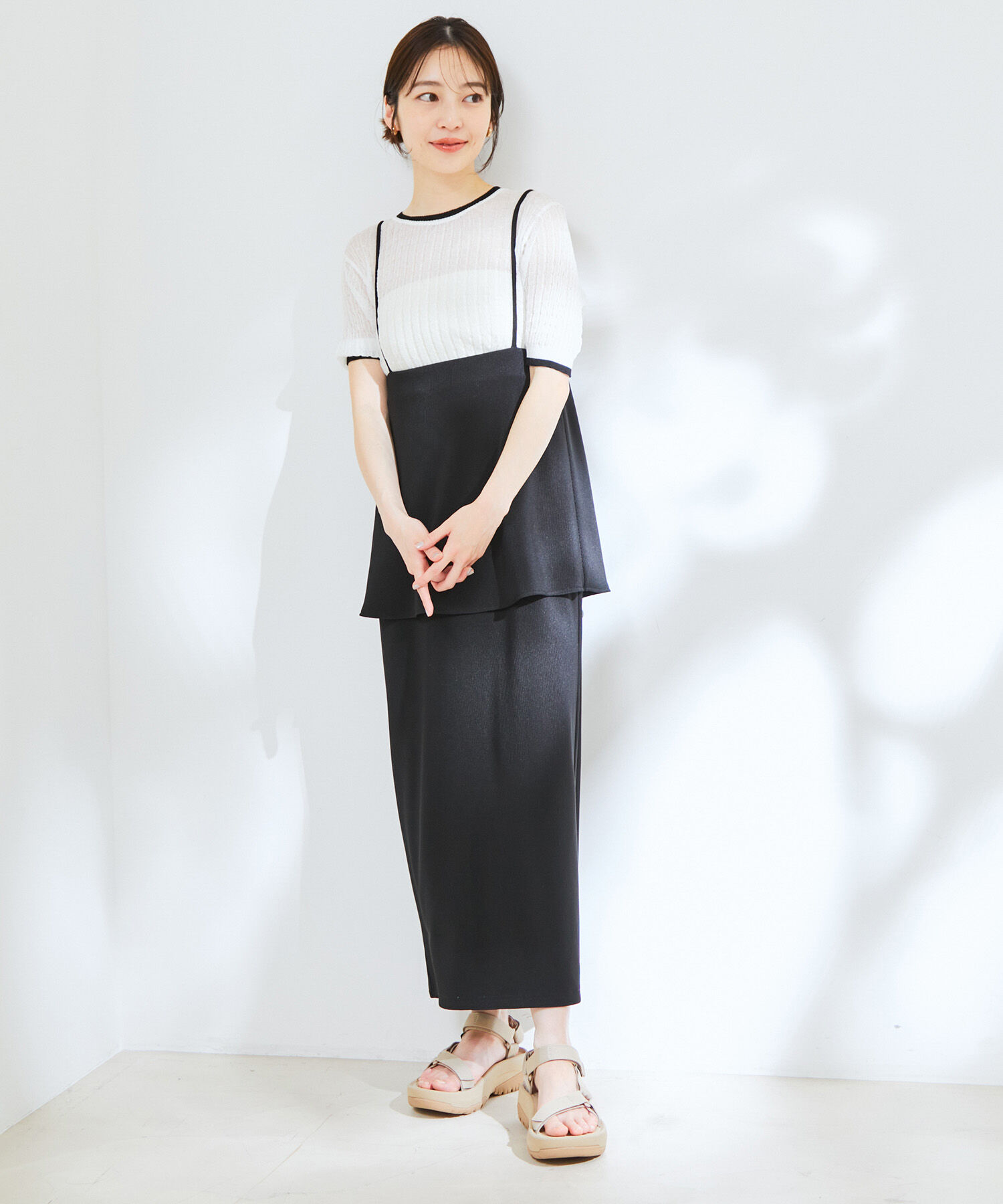 VIS「【マルチWAY】ストラップ付ペプラムカットスカート」|スカート|