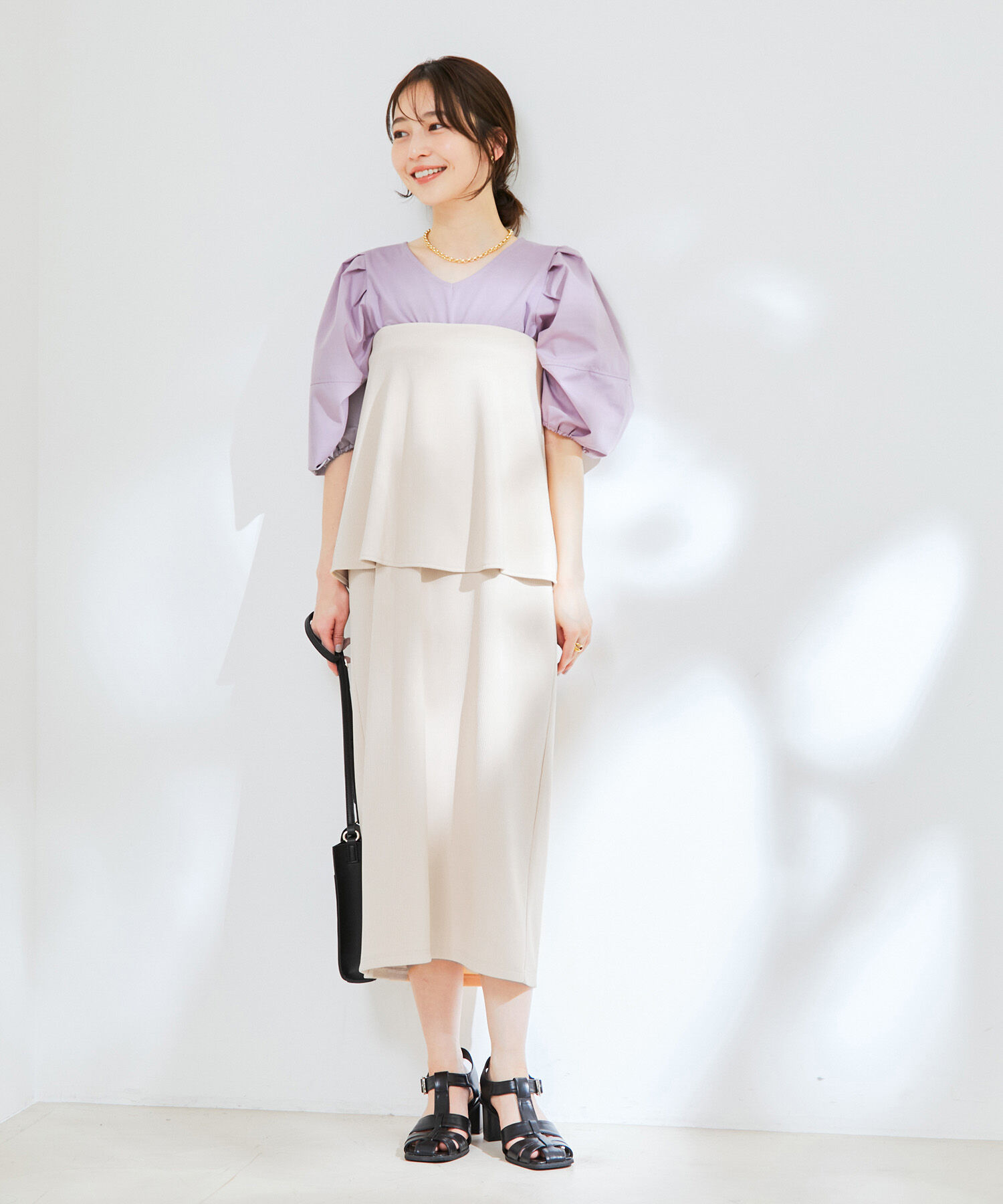 VIS「【マルチWAY】ストラップ付ペプラムカットスカート」|スカート|