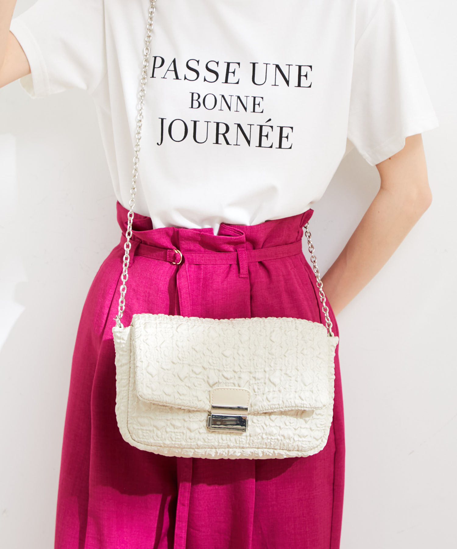 VIS「【2WAY】ポコポコ生地チェーンバッグ」|ショルダー・メッセンジャー|ベージュ系(29)