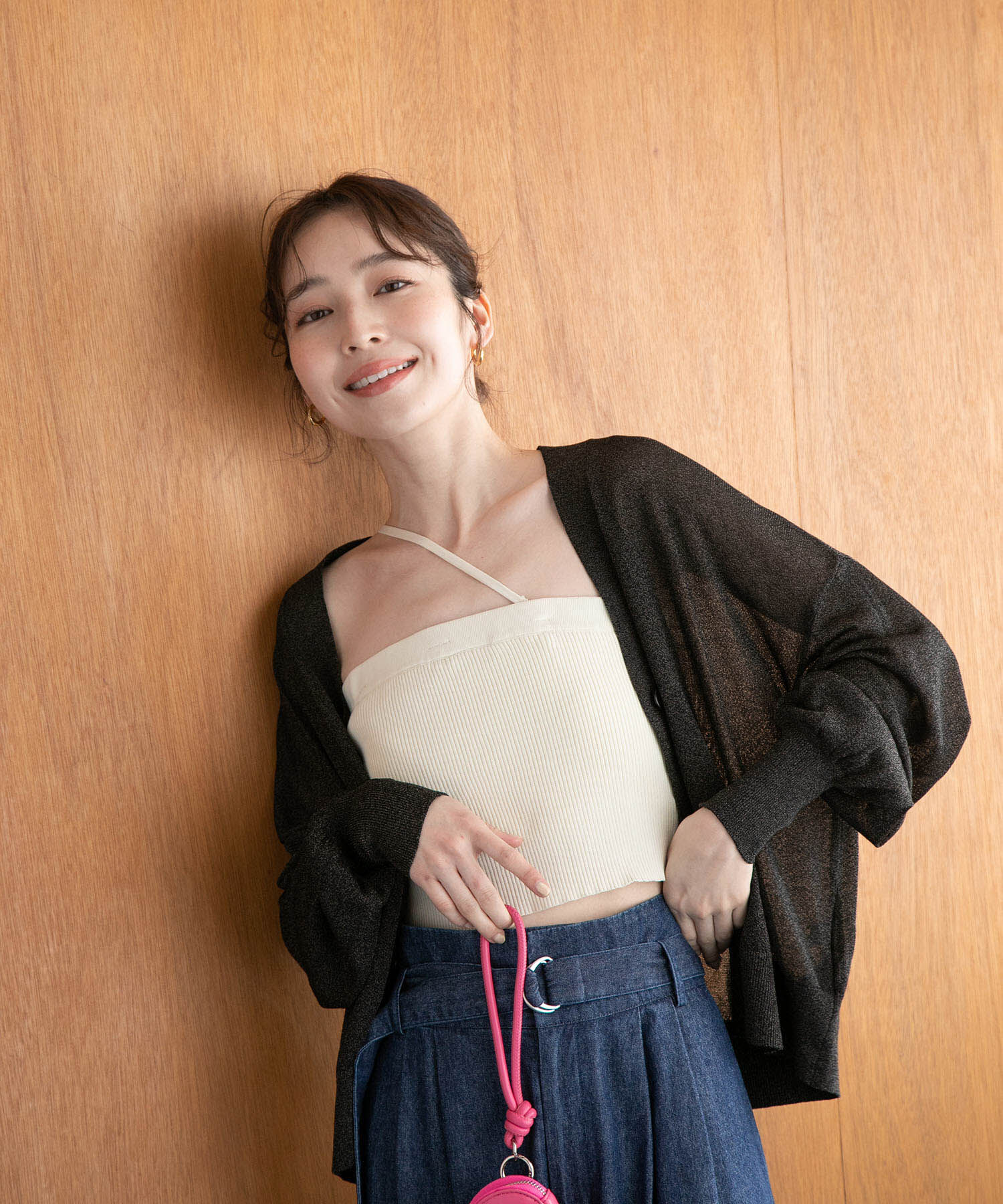 VIS「ラメシアーニットカーディガン」|カーディガン|ブラック(01)