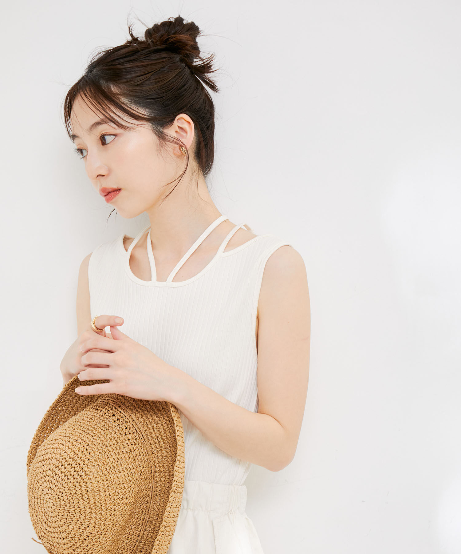 VIS「ネックストラップテレコリブタンクトップ」|タンクトップ|オフホワイト(15)