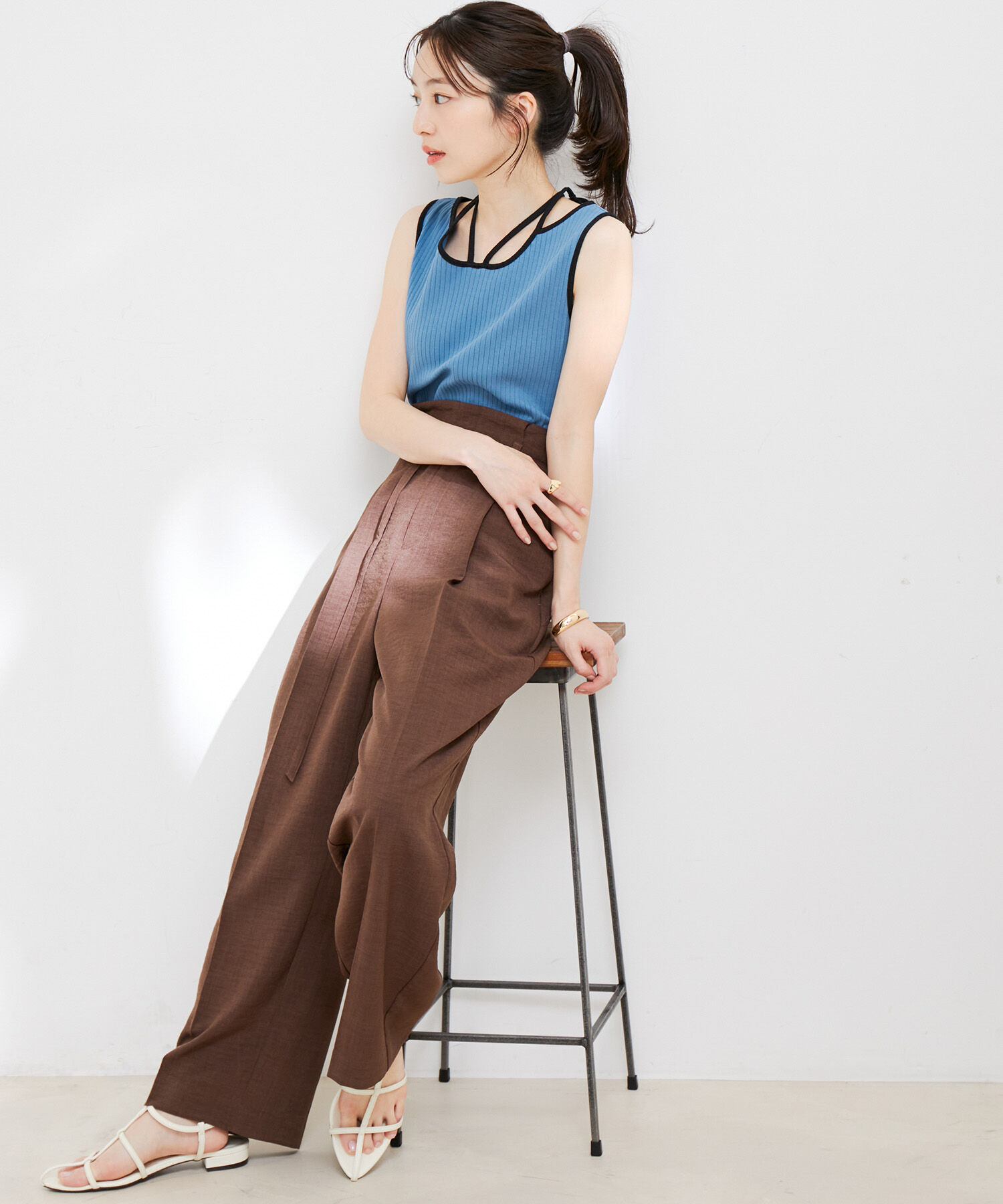 VIS「ネックストラップテレコリブタンクトップ」|タンクトップ|