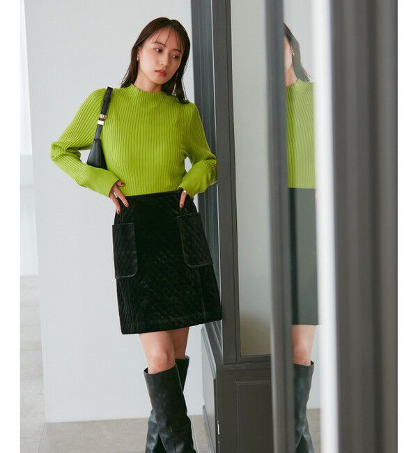 VIS「【洗える】モックネック袖スリットリブニット」|ニット・セーター|