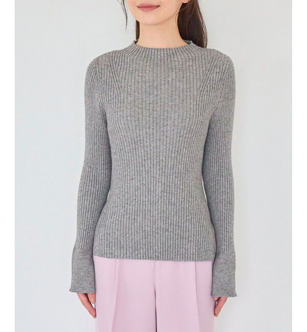 VIS「【洗える】モックネック袖スリットリブニット」|ニット・セーター|