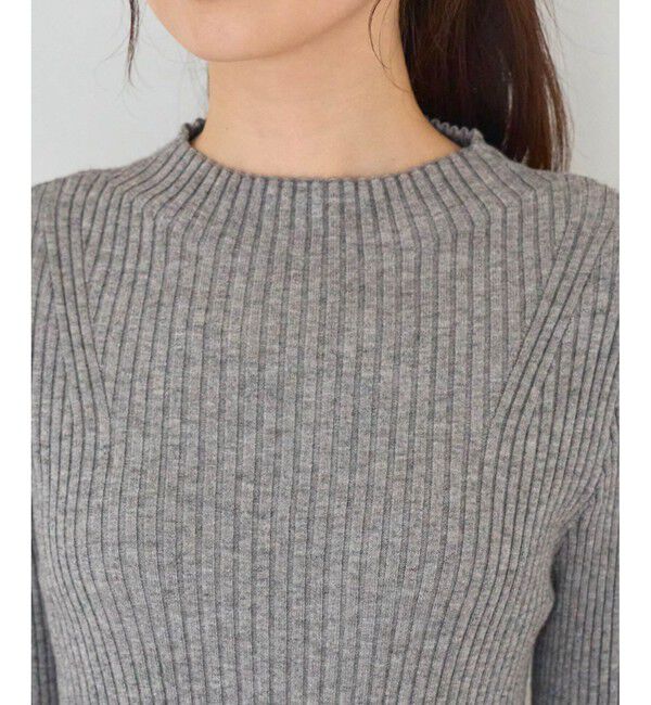 VIS「【洗える】モックネック袖スリットリブニット」|ニット・セーター|