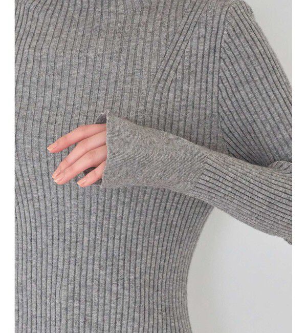 VIS「【洗える】モックネック袖スリットリブニット」|ニット・セーター|