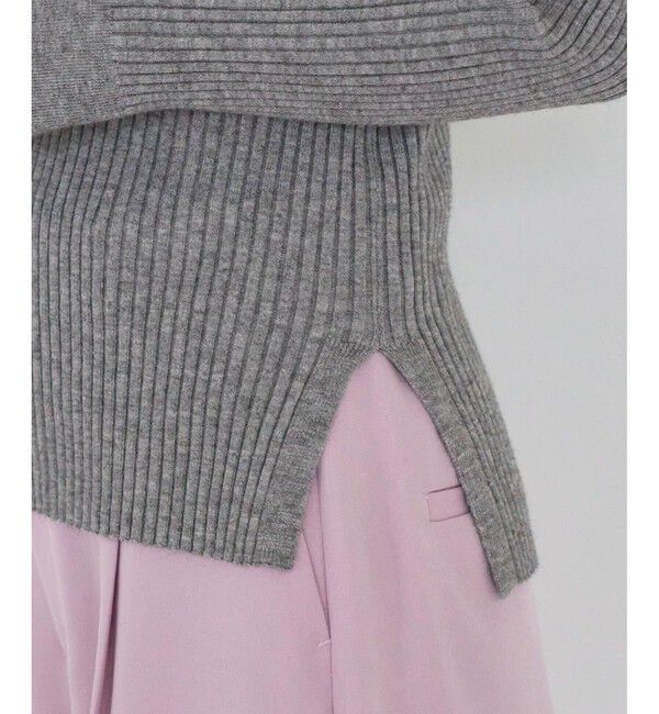 VIS「【洗える】モックネック袖スリットリブニット」|ニット・セーター|