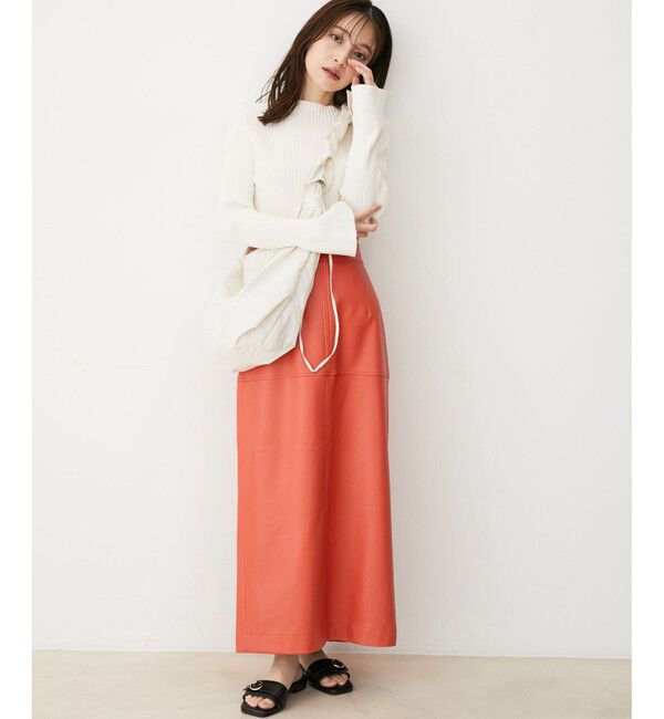 VIS「【洗える】モックネック袖スリットリブニット」|ニット・セーター|